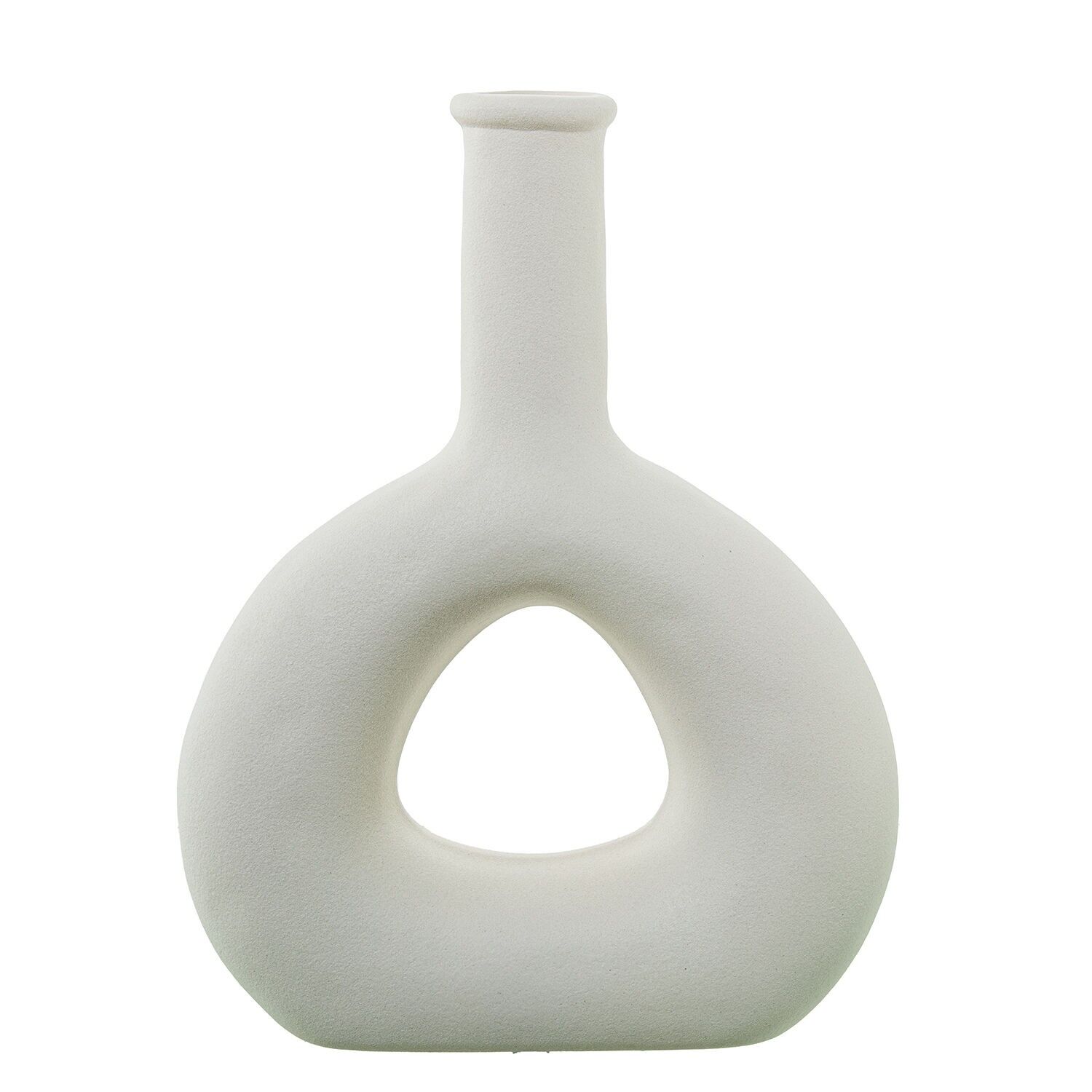 Keramikvase mit Loch, 26 cm, cremefarben, strukturiert, 19 x 7 x 26 cm ST61697