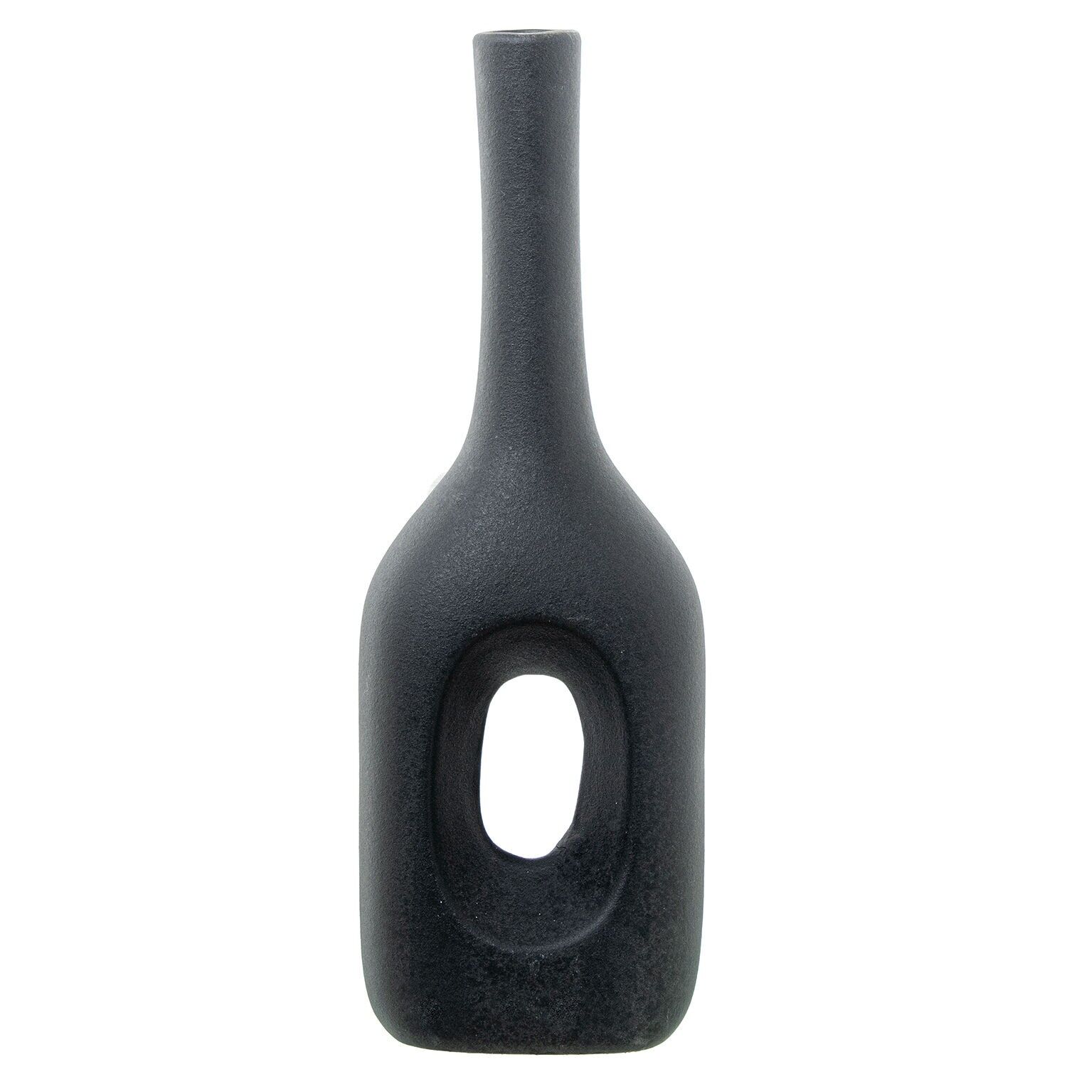 Keramikvase mit Loch, 33 cm, cremefarben, strukturiert, 12 x 9 x 33 cm ST61737