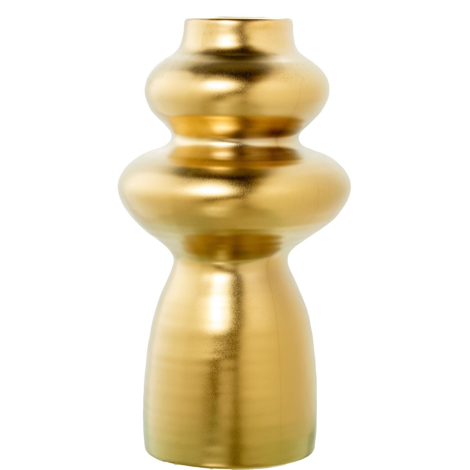 Abstrakte Keramikvase, mattgold, 32 cm, 17 x 32 cm ST61748