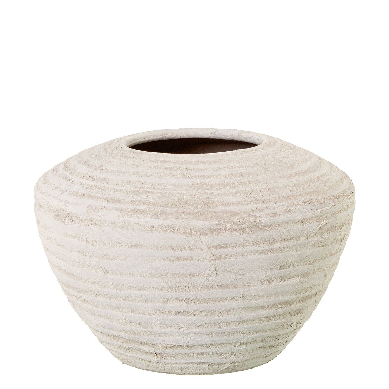 Keramikvase 25 cm, beige, sandfarben, gewellt, 36 x 25 cm, ST61764