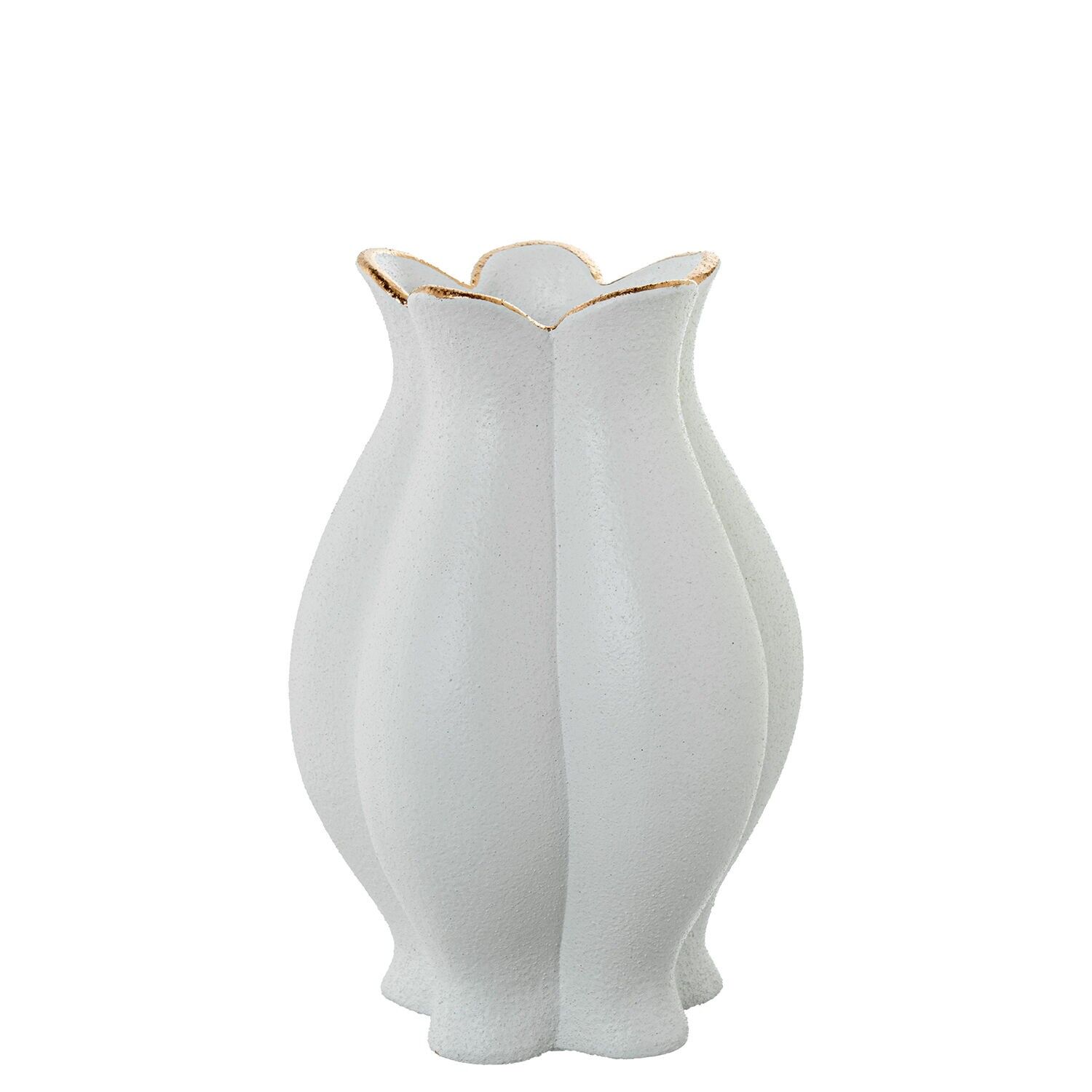 Keramikvase 30 cm, weiß mit Goldrand, 18 x 30 cm, ST61778