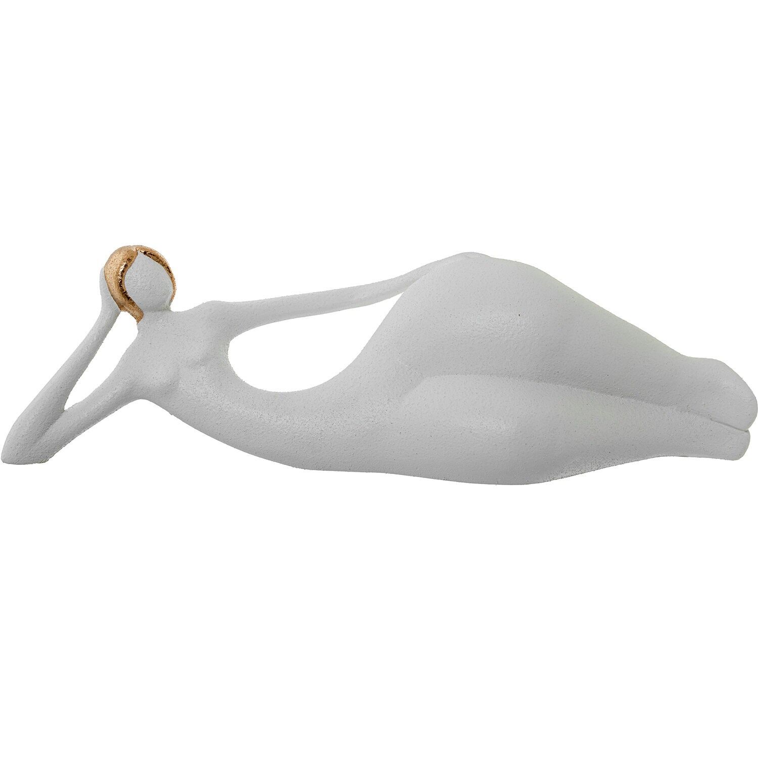 Weiße Keramikfigur einer liegenden Frau, 60x16x18cm ST61790