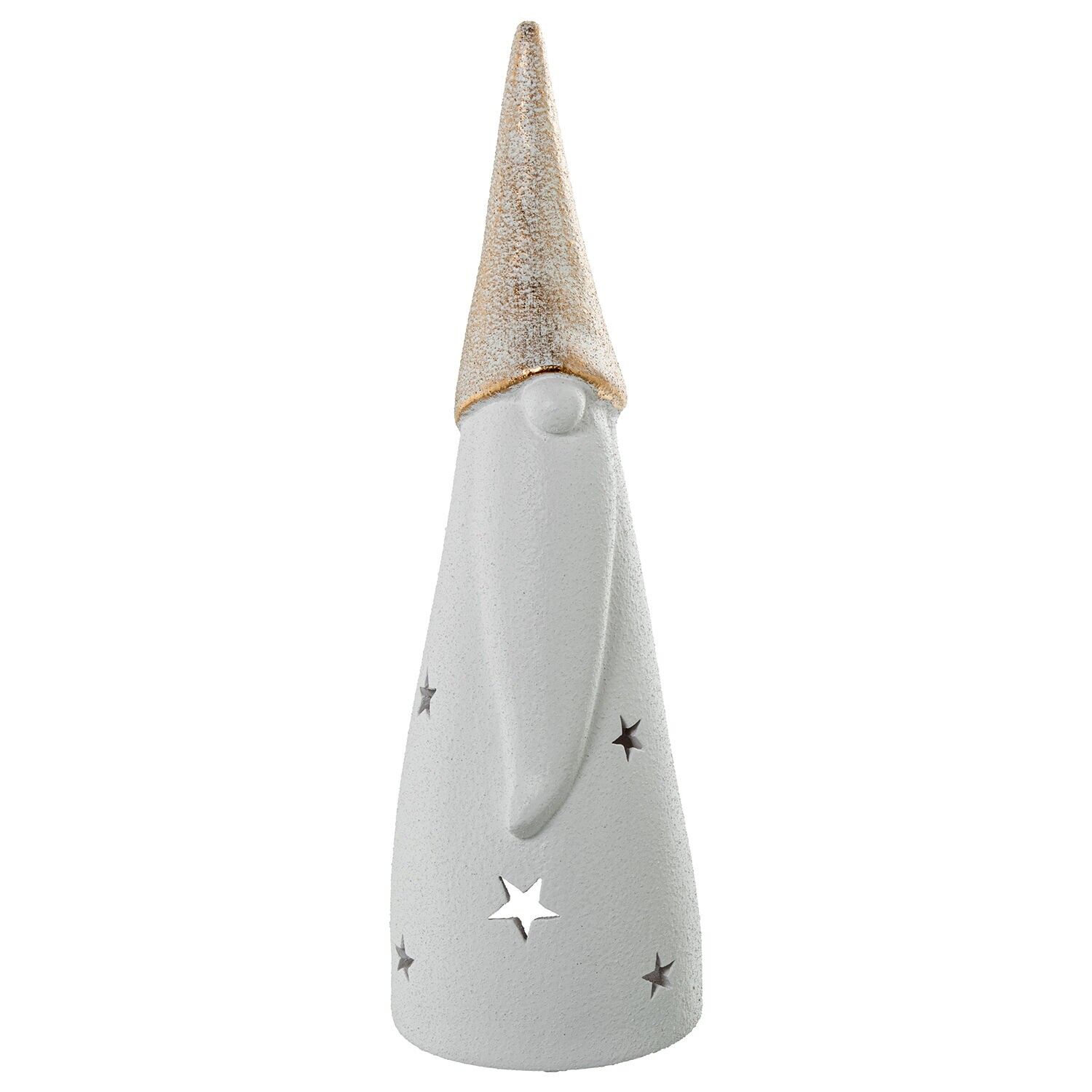 Keramische Kerzenhalterfigur, weiß und gold, 13 x 43 cm ST61798