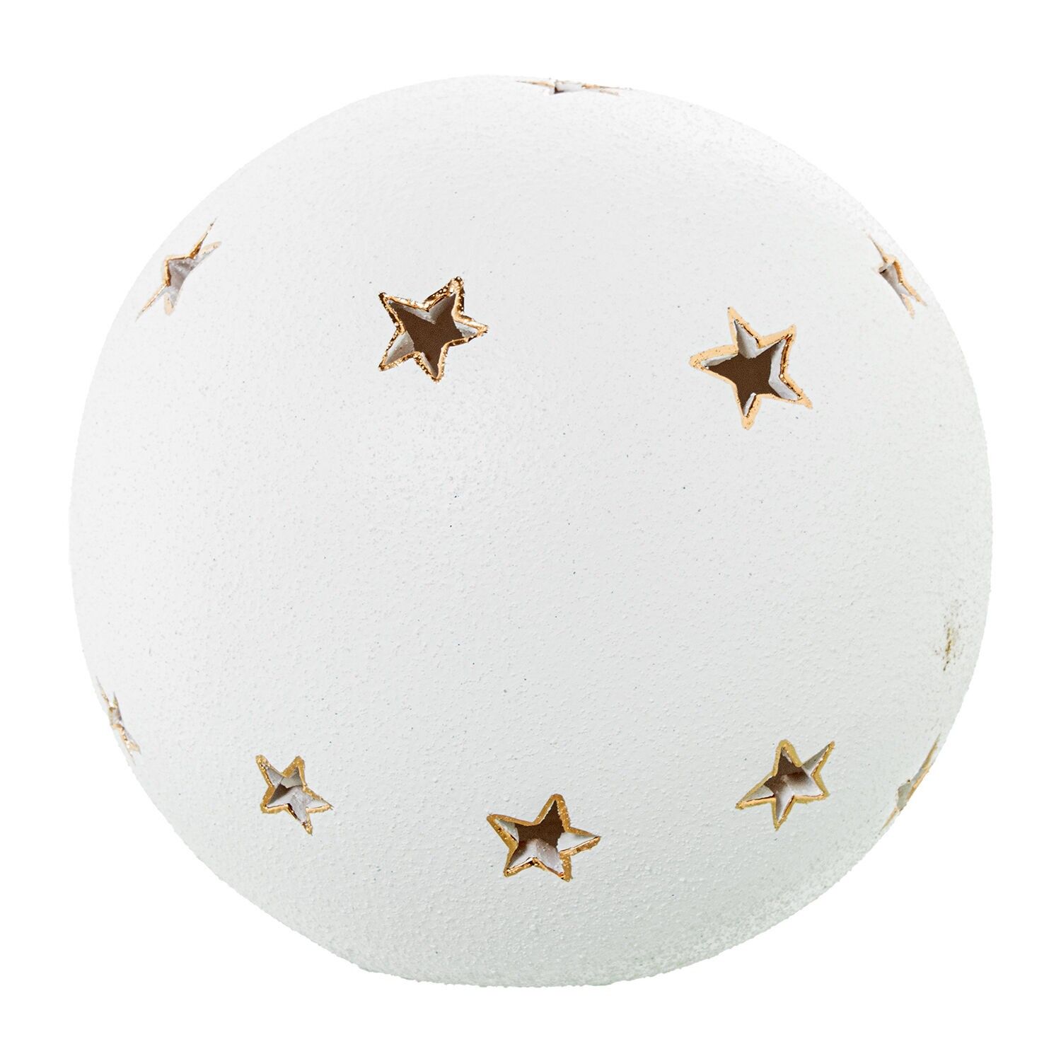 Weißer Keramikkugel-Kerzenhalter, goldfarben, Durchmesser 22 x 21 cm, ST61814