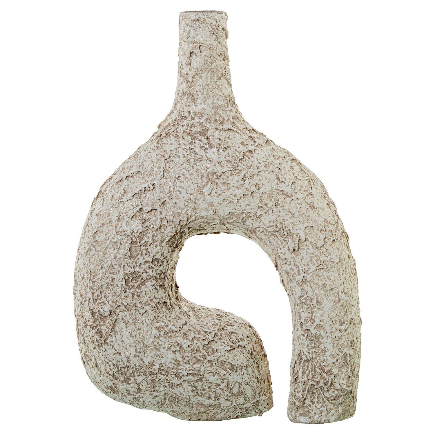 Abstrakte Keramikvase, 44 cm, rustikales Weiß, 30 x 12 x 44 cm ST61857