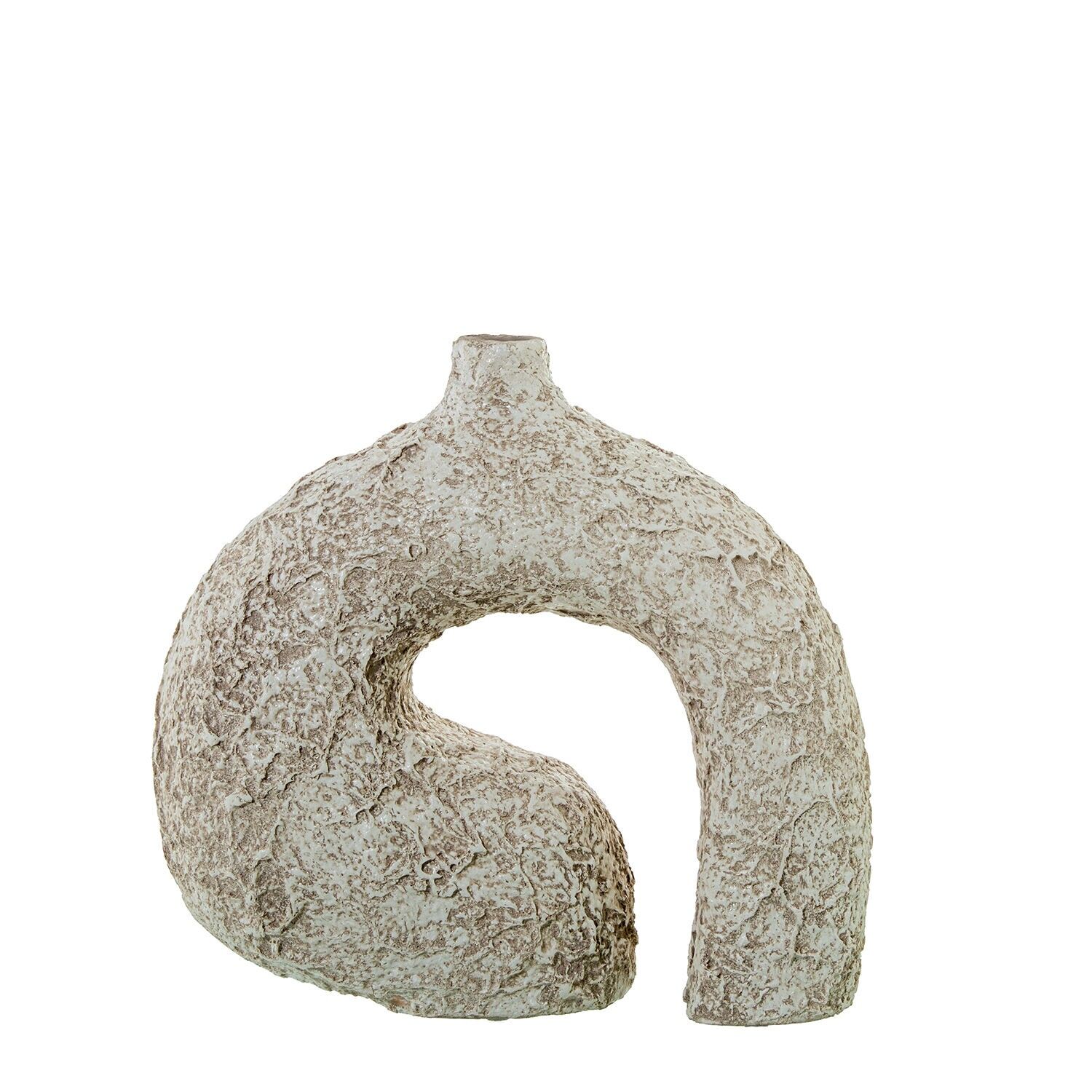 Abstrakte Keramikvase, 30 cm, rustikales Weiß, 30 x 12 x 30 cm ST61858
