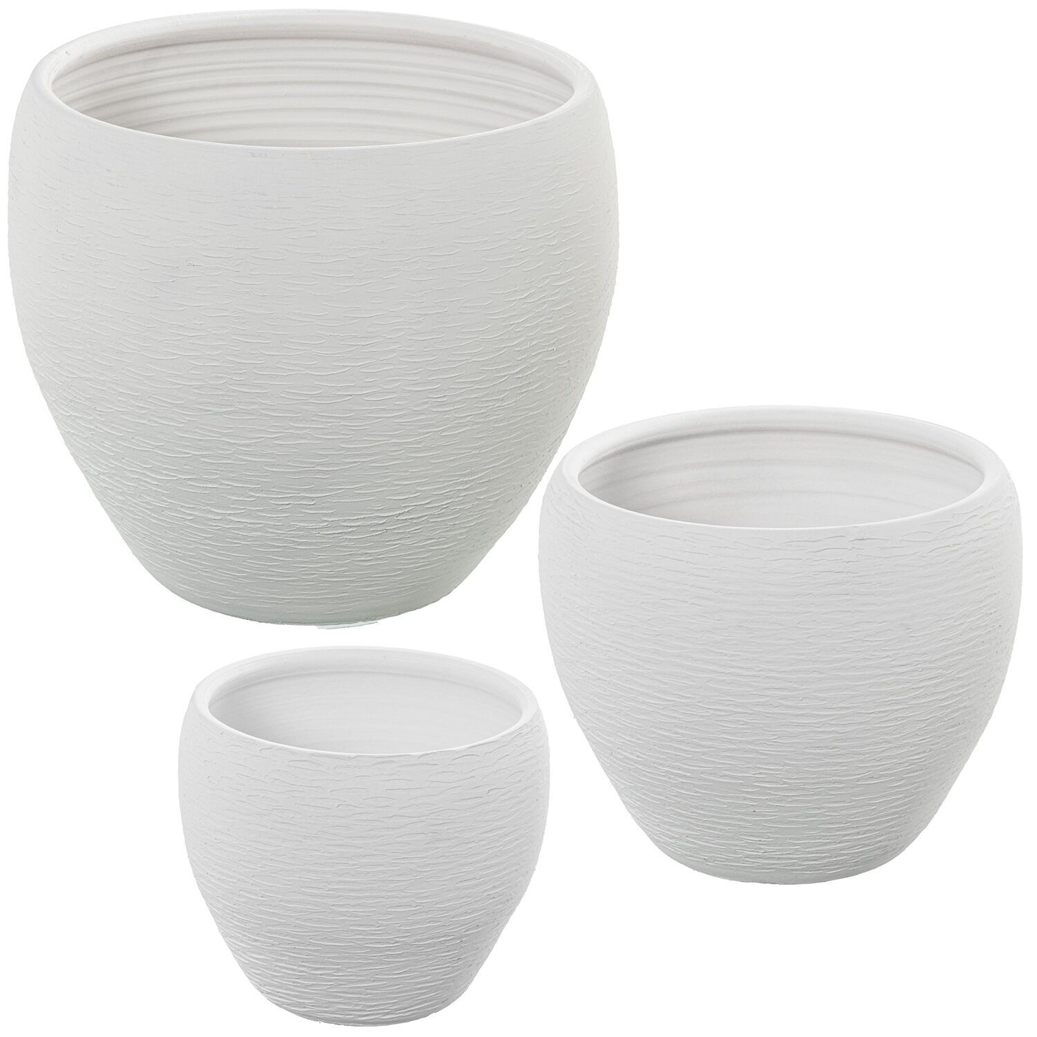 Set aus 3 Keramik-Blumentöpfen, sandweiß, 36x32, 28x26 und 20x20 cm ST61880