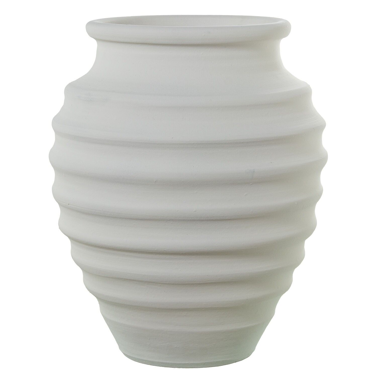 Keramikvase 52 cm, gewellt, mattweiß, 41 x 52 cm, ST61878