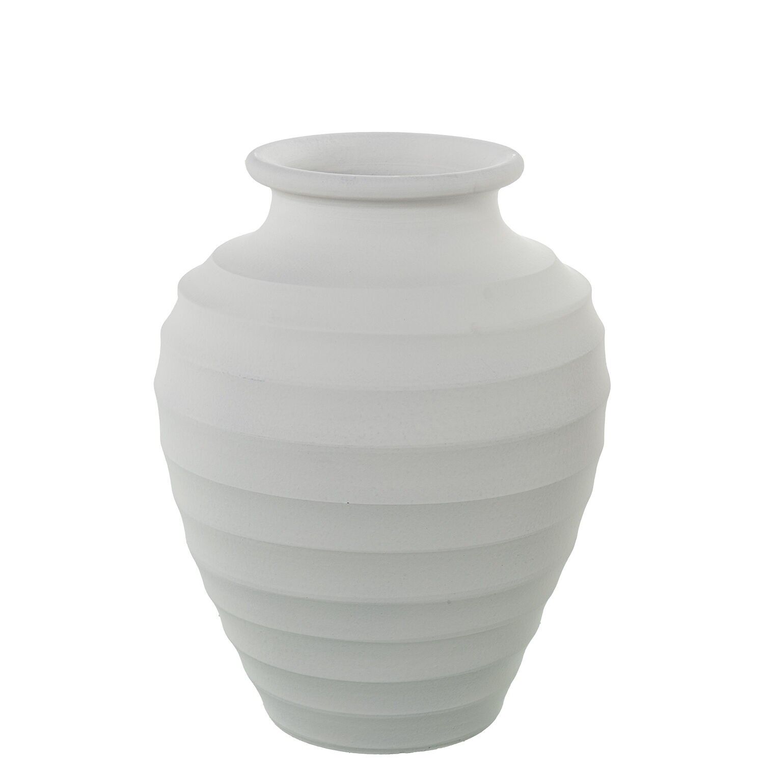 Keramikvase 42 cm, gewellt, mattweiß, 35 x 42 cm, ST61879
