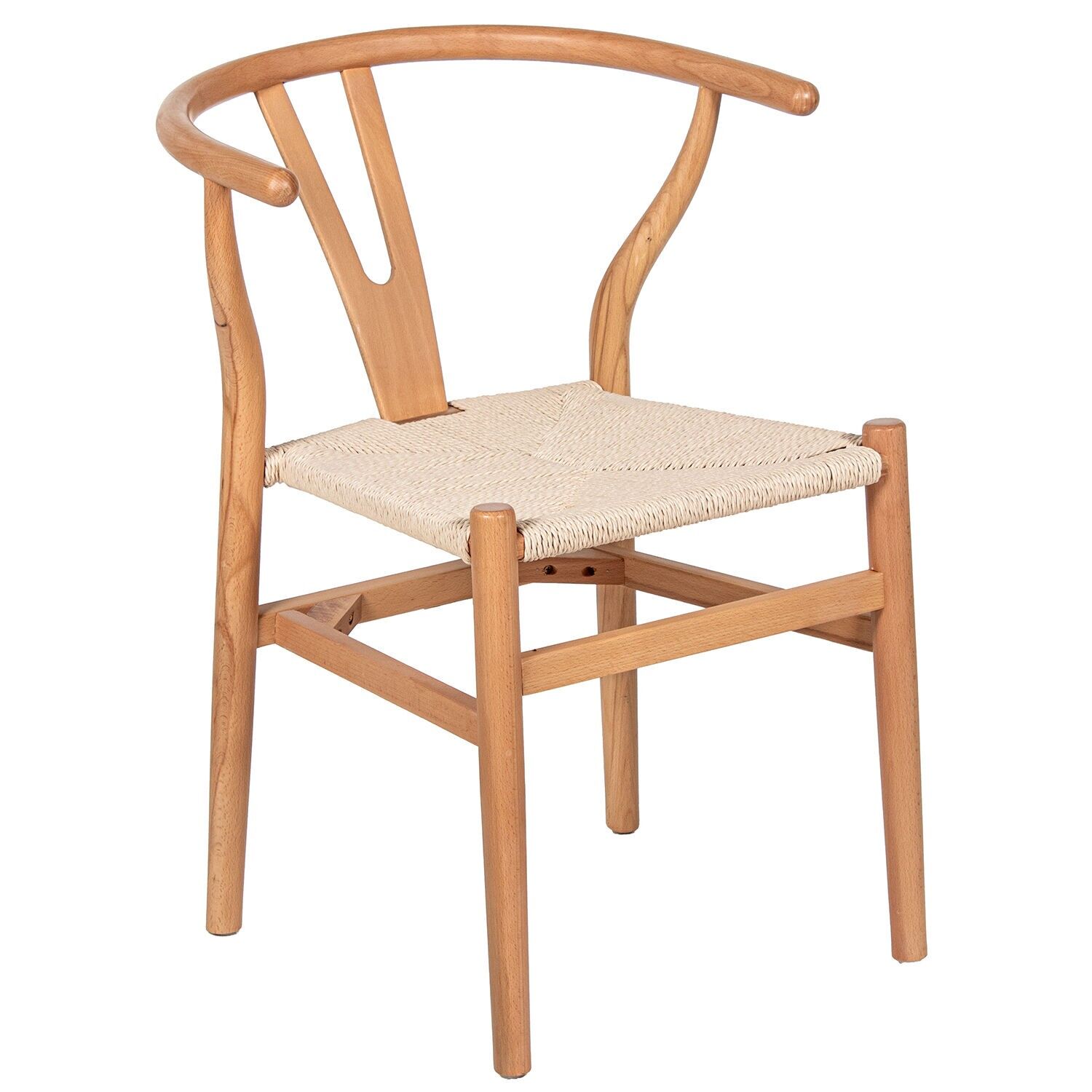 Stuhl mit Armlehnen, naturbelassenes Buchenholz, Seilsitz, 54 x 56 x 72 cm, Sitzhöhe: 44 cm, Sitzfläche: 72 cm, ST61893