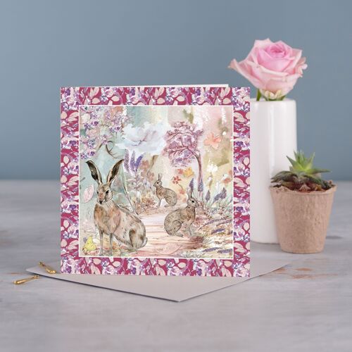 Wild Hares Greetings Card