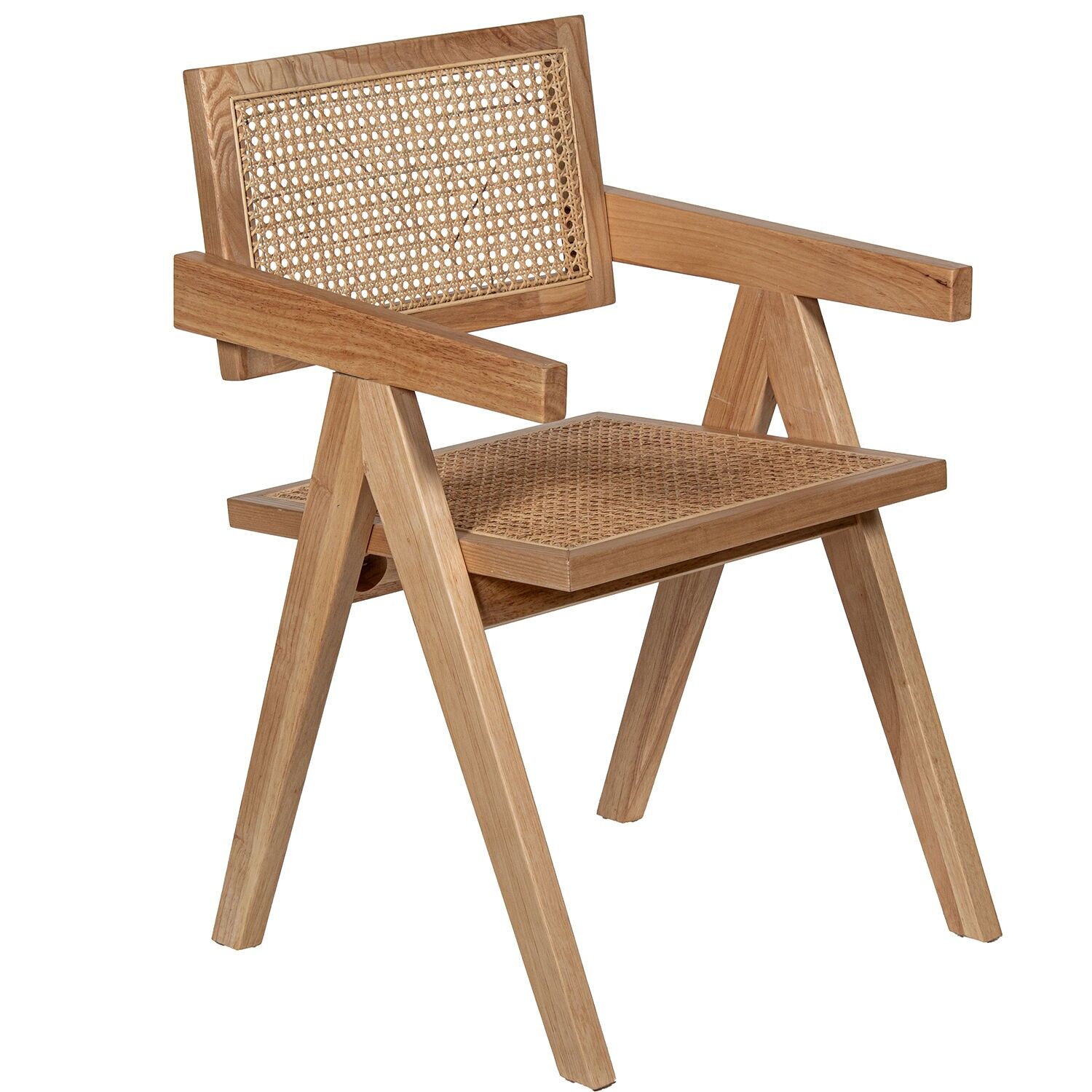 Sessel mit Armlehnen, Gummibaumholz, Naturrattan, Montage erforderlich, 52 x 59 x 80 cm, Halsumfang: 45 cm, Armlehnenhöhe: 62 cm, ST61895