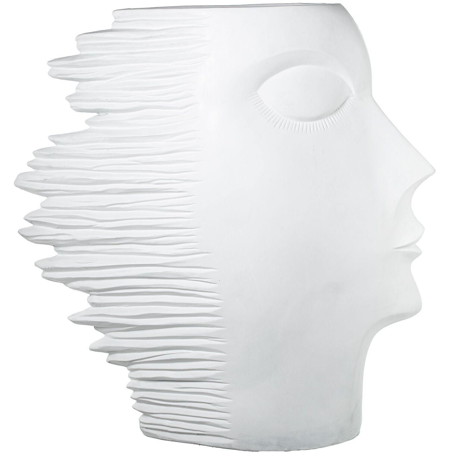 Figur, Blumentopf aus Kunstharz, weißes Gesichtsprofil, 98 x 25 x 101 cm, Hohltopf: 20 cm ST61942