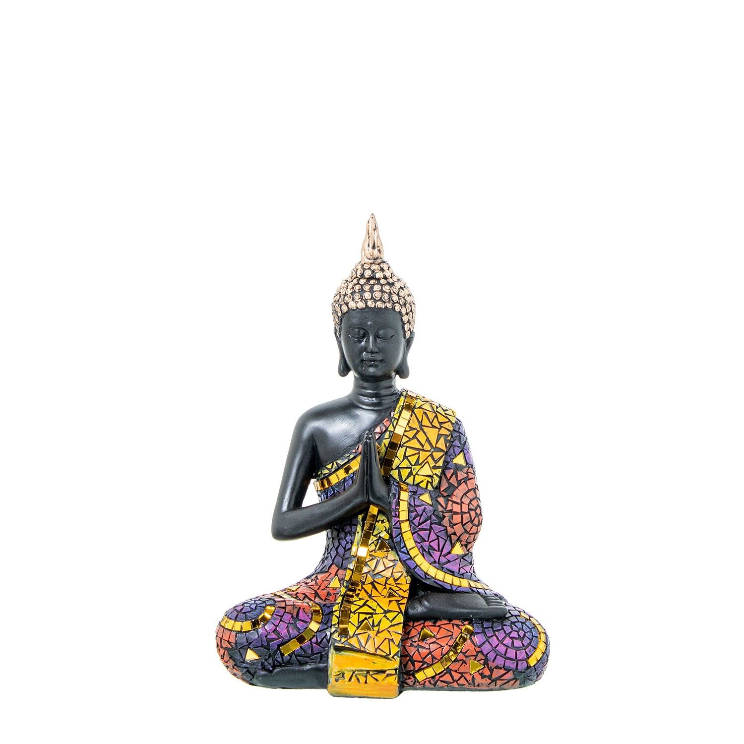 Buddha-Figur aus Kunstharz, Mosaikfarben, 16 x 11 x 22 cm, ST61960
