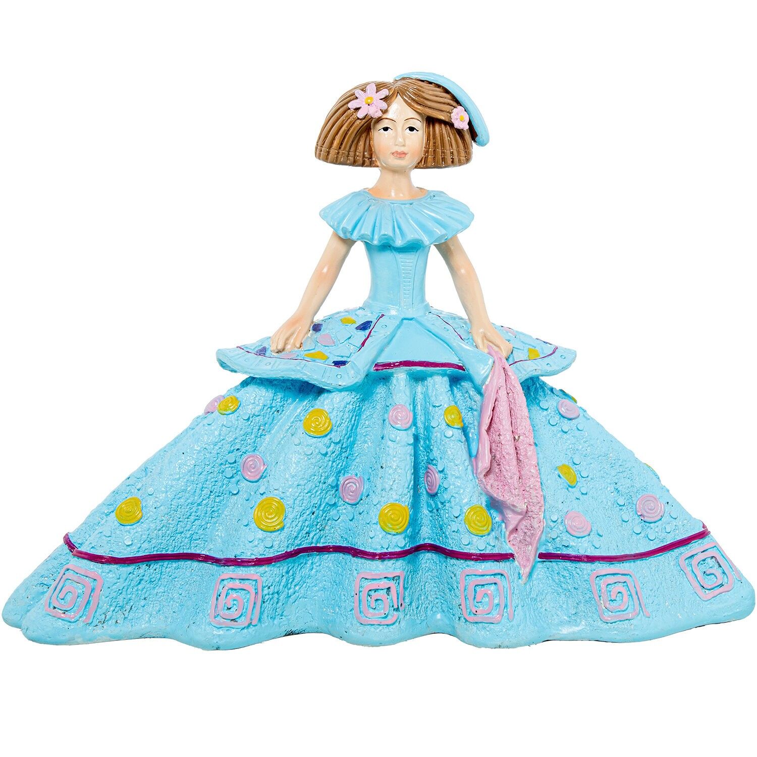 Hellblaue Menina-Figur aus Kunstharz, 25 x 12 x 18 cm, ST61972