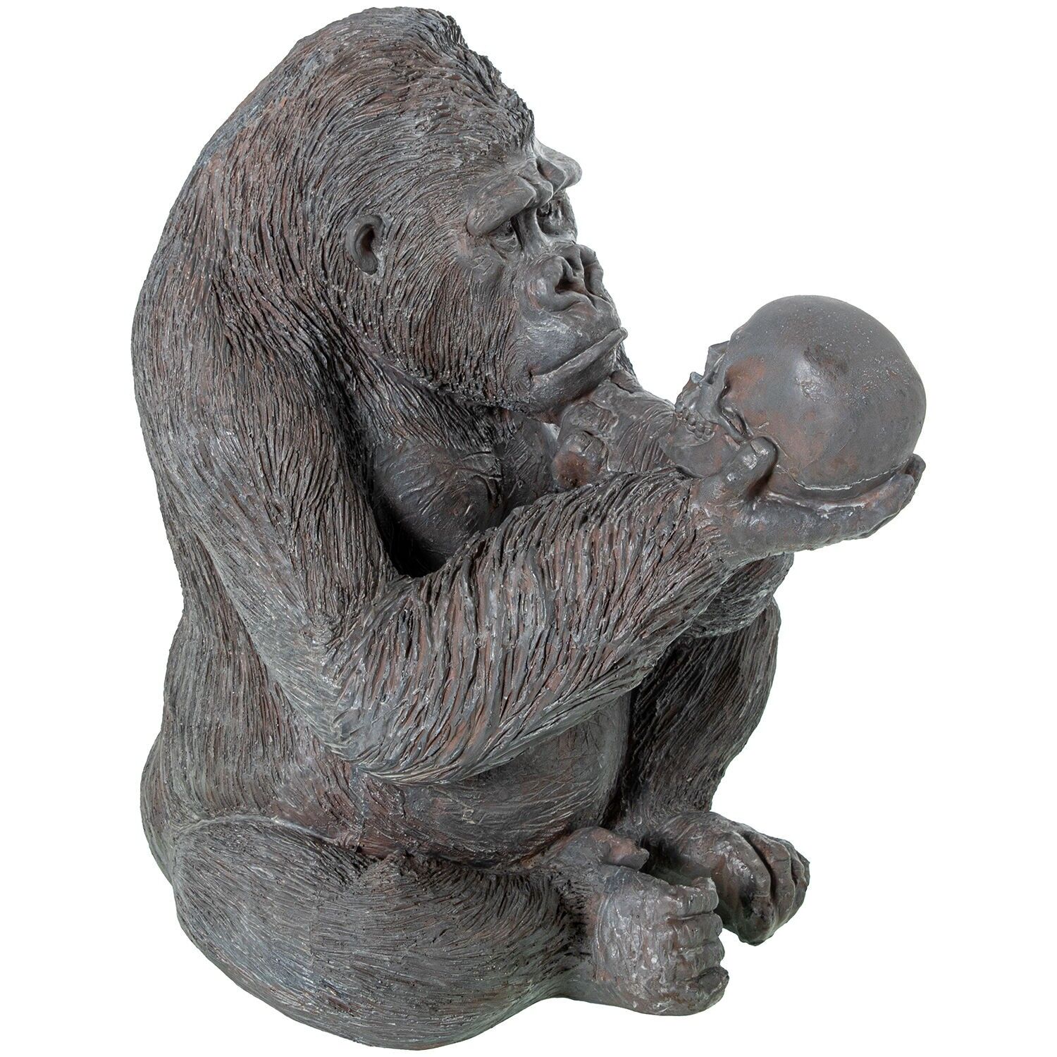 Gorillafigur aus Kunstharz mit Schädel, 39 x 33 x 44 cm, ST61987