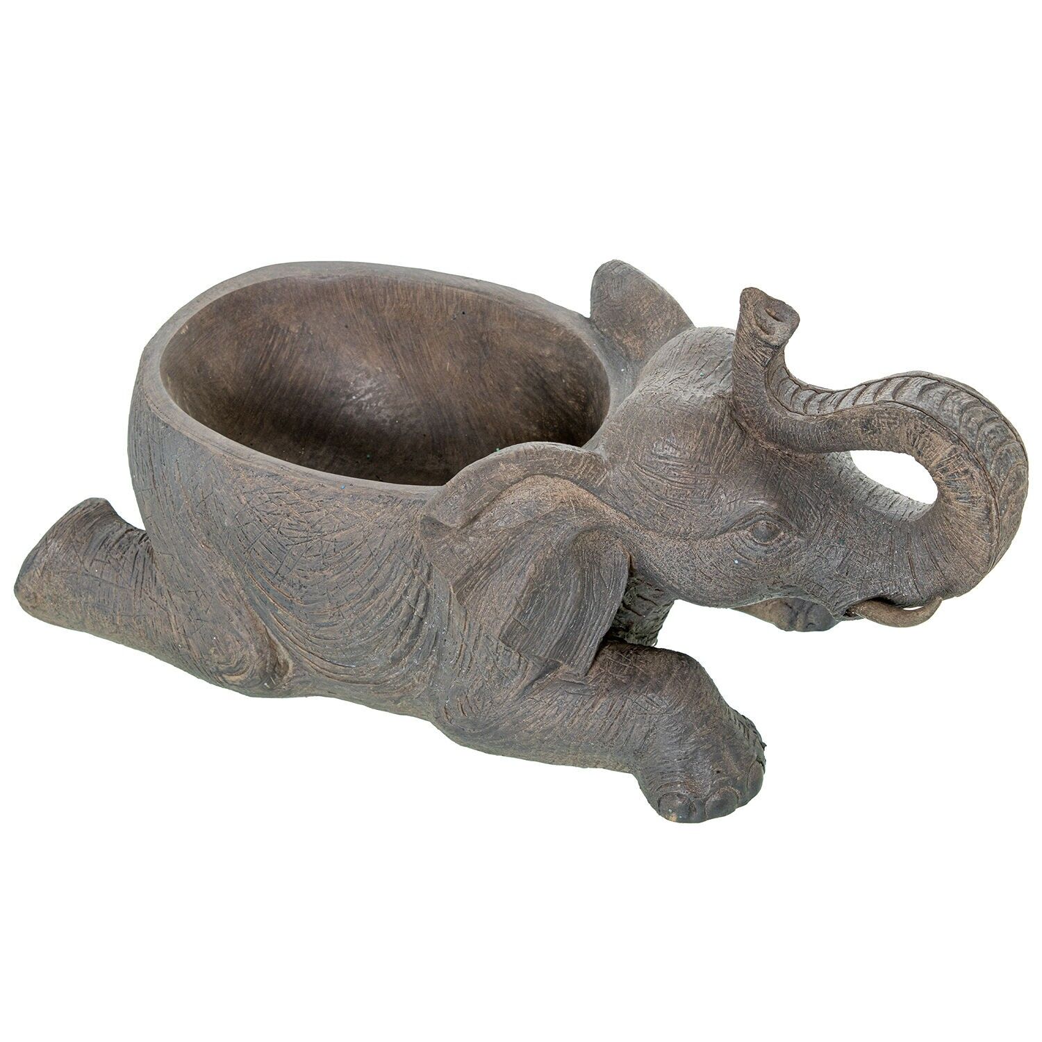 Elefantenfigur, liegender Pflanztopf aus Kunstharz, 39 x 18 x 19 cm, ST61989