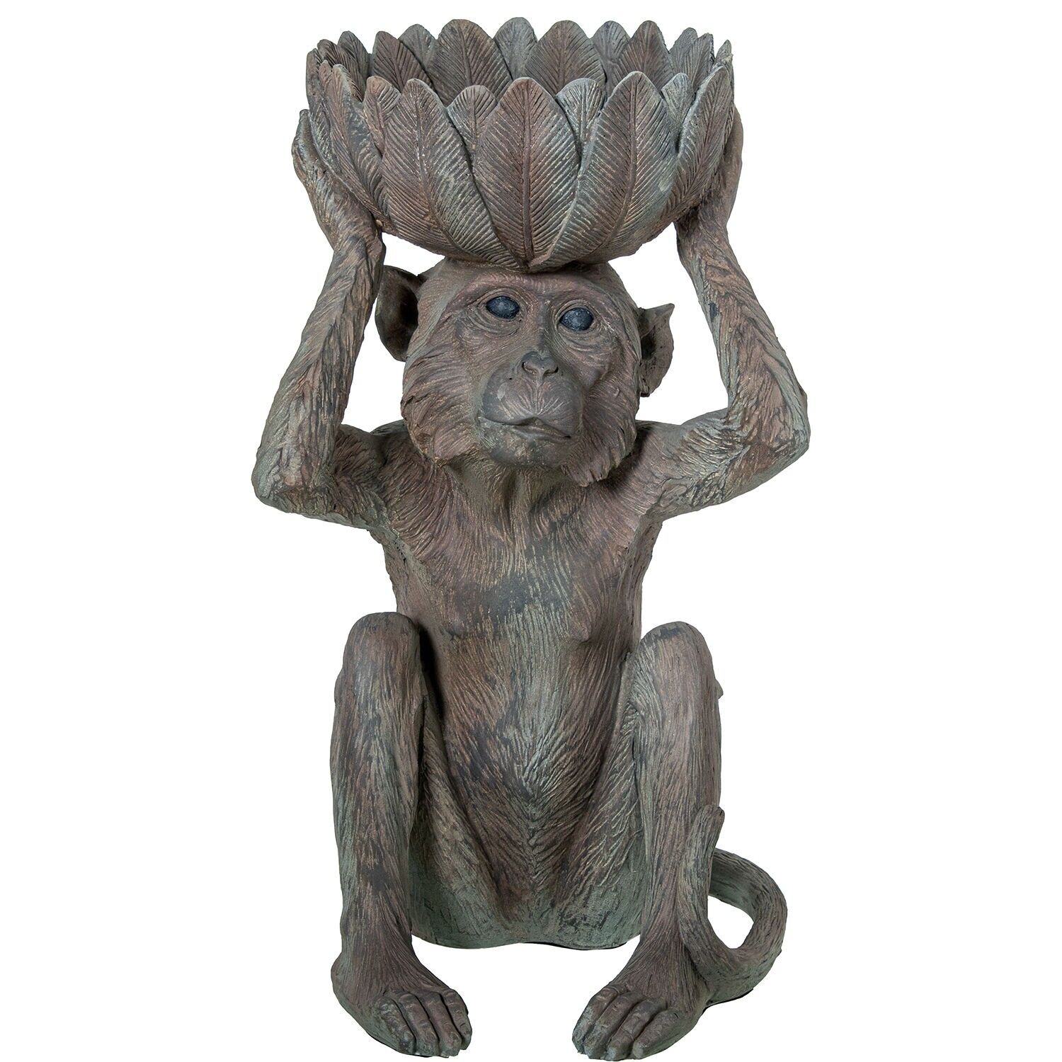 Kunstharzfigur eines Schimpansen mit Schale, 29x28x49cm ST61991