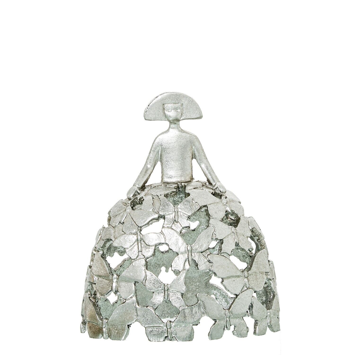 Menina-Figur, 18 cm, silberfarbenes Kunstharz, 16 x 9 x 18 cm ST62284