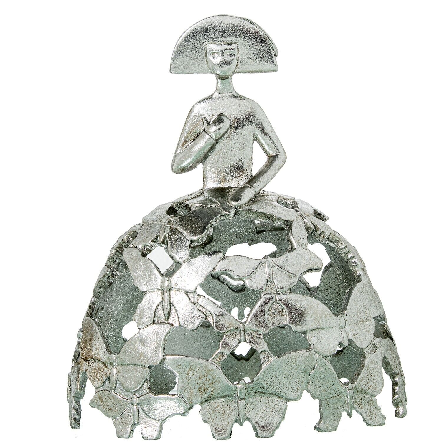 Menina-Figur, 23 cm, silberfarbenes Kunstharz, 20 x 10 x 23 cm ST62285