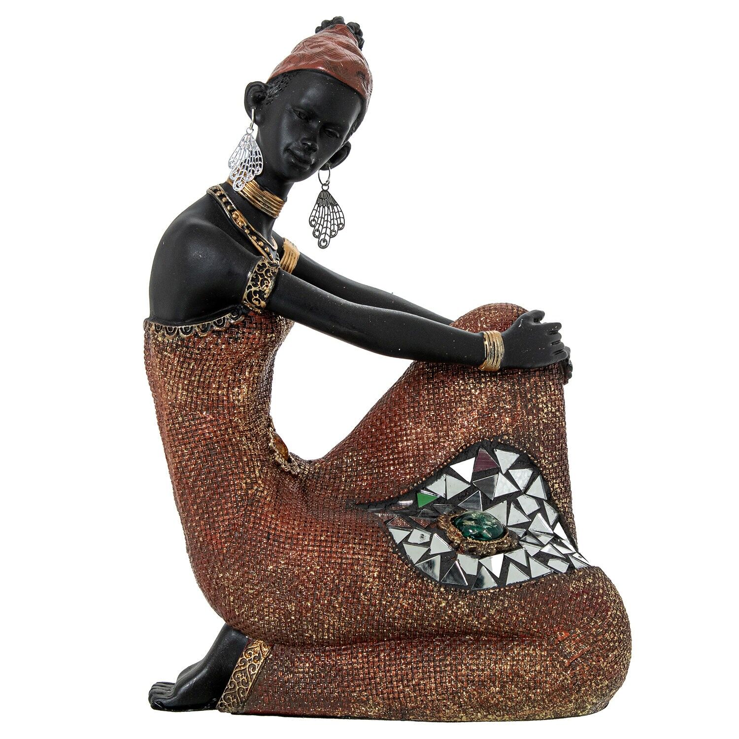 Sitzende afrikanische Harzfigur 18x10x26cm ST62288
