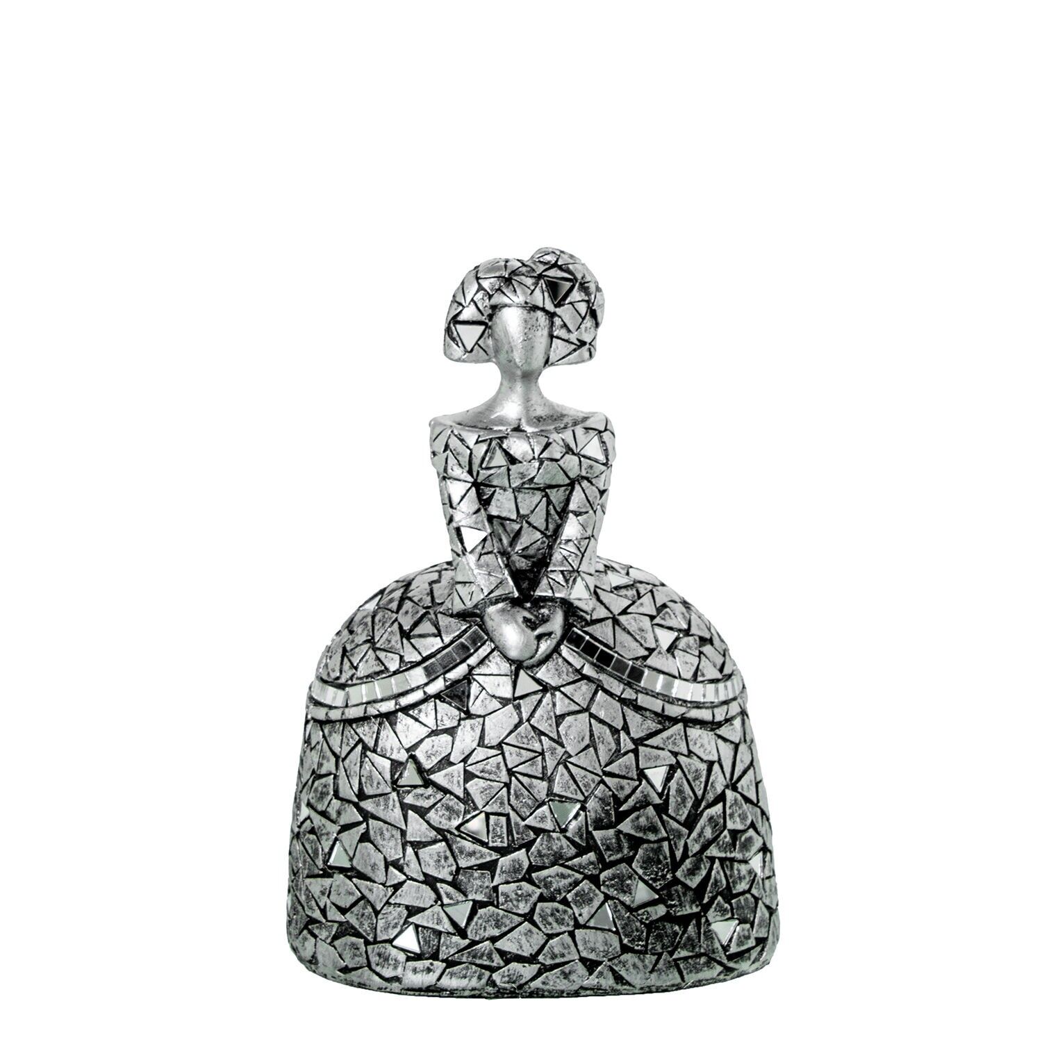 Menina-Figur, 18 cm, silberfarbenes Kunstharz, 13 x 9 x 18 cm ST62299