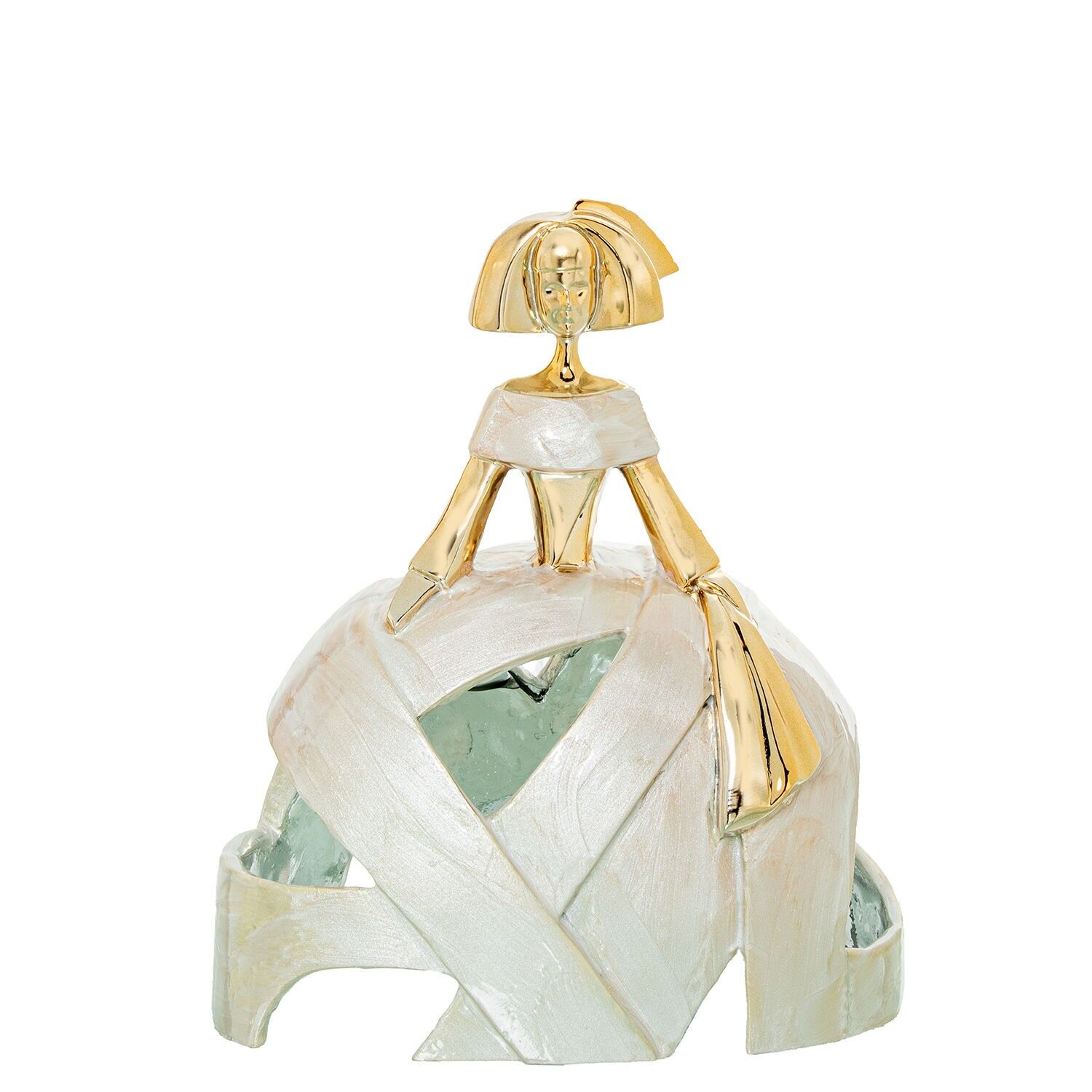 Menina-Figur, 29 cm, goldfarbenes Harz, Perlmutt, 24 x 16 x 29 cm, ST62391