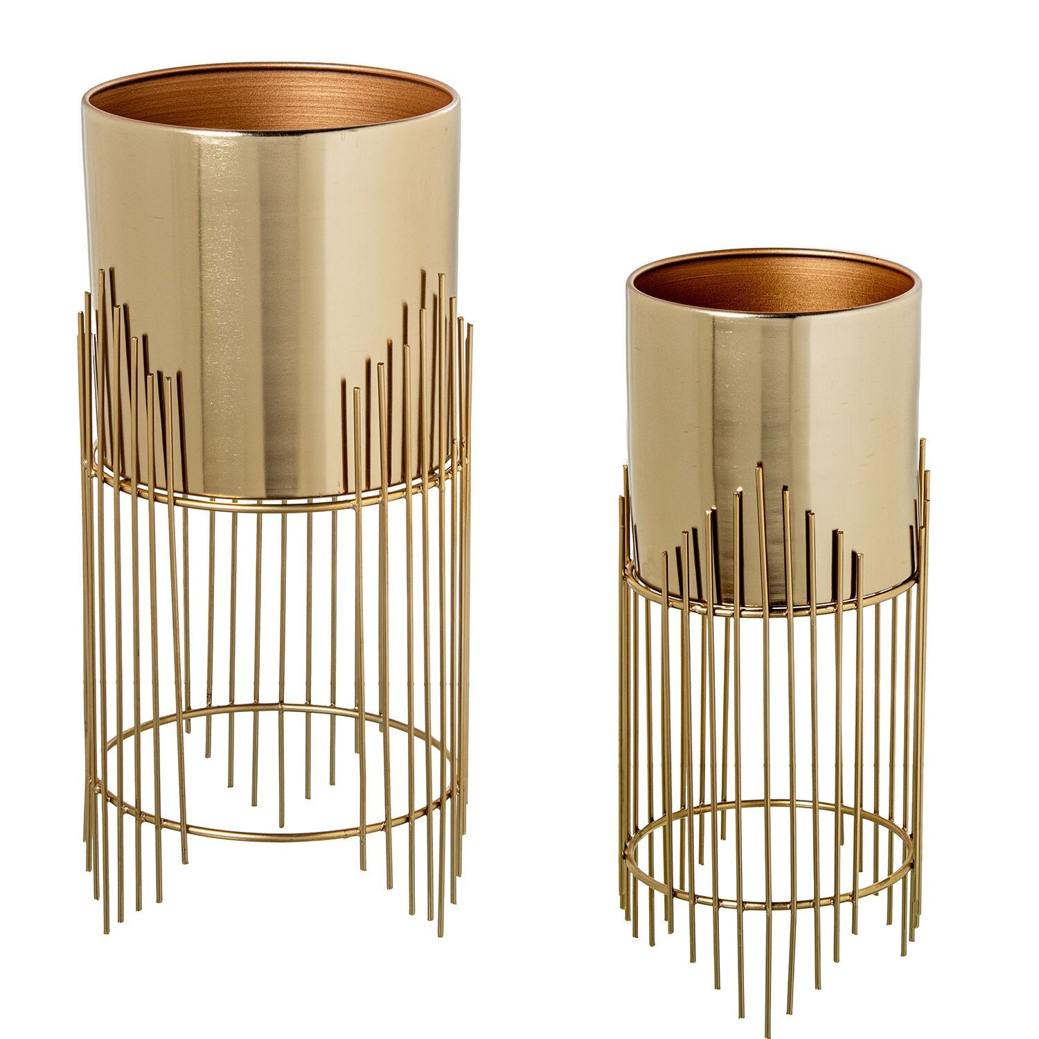 Set aus 2 goldenen Metallpflanzgefäßen 19x435cm, 15x38cm ST62394