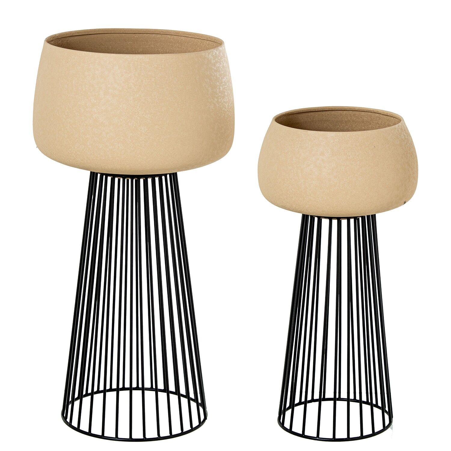 Set aus 2 Metallpflanzgefäßen mit schwarzen Beinen, 27 x 54 cm, 22 x 45 cm ST62395