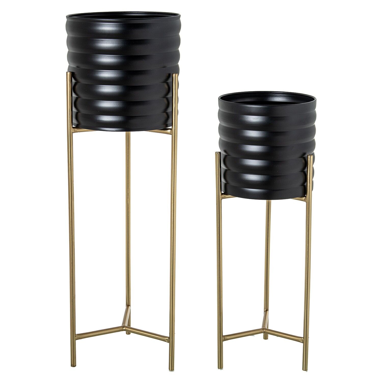 Set aus 2 Metallpflanzgefäßen mit goldenen Füßen, 25x24x79, 23x21x60cm ST62397