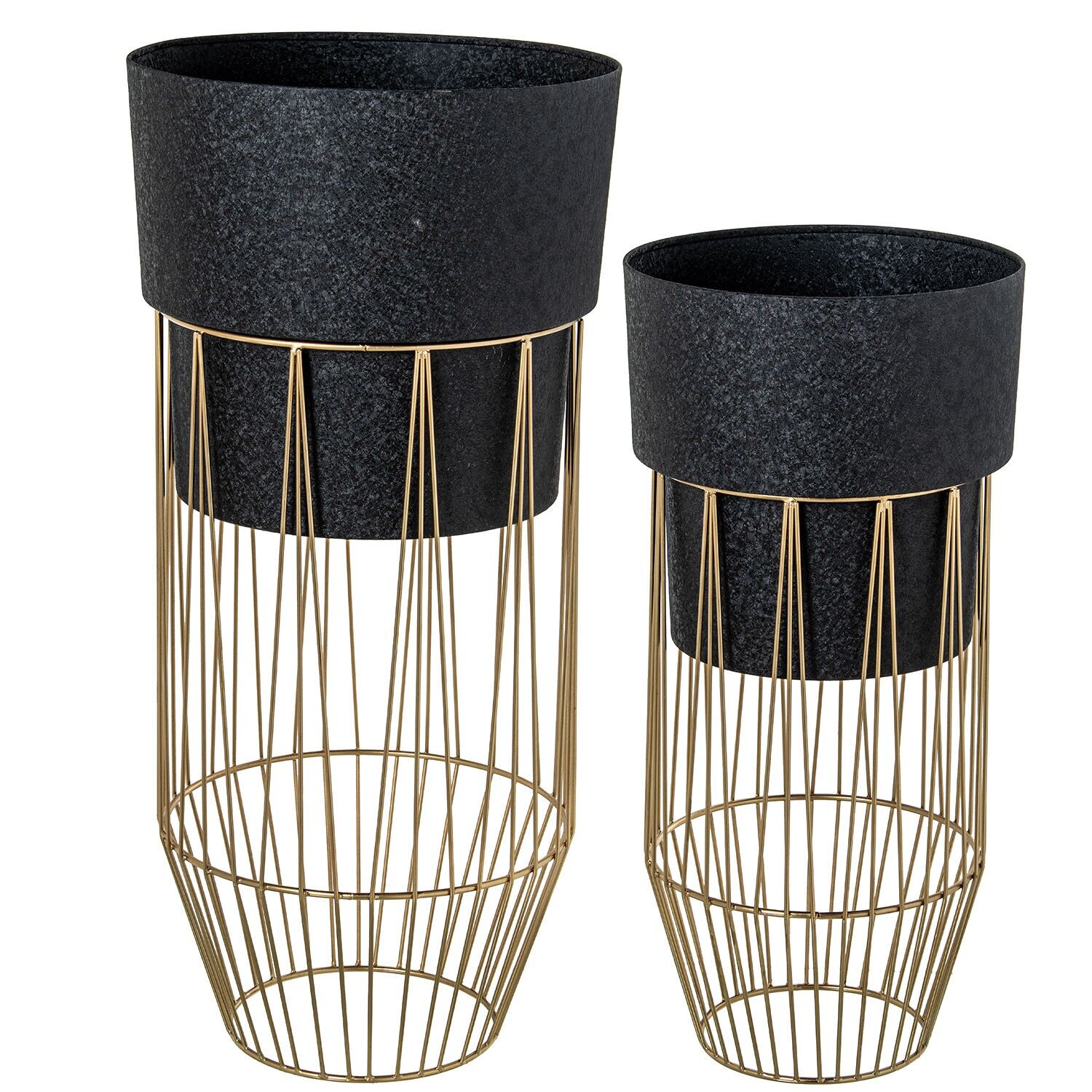 Set aus 2 Metallpflanzgefäßen mit goldenen Füßen, 30 x 68 cm, 26 x 55 cm ST62396