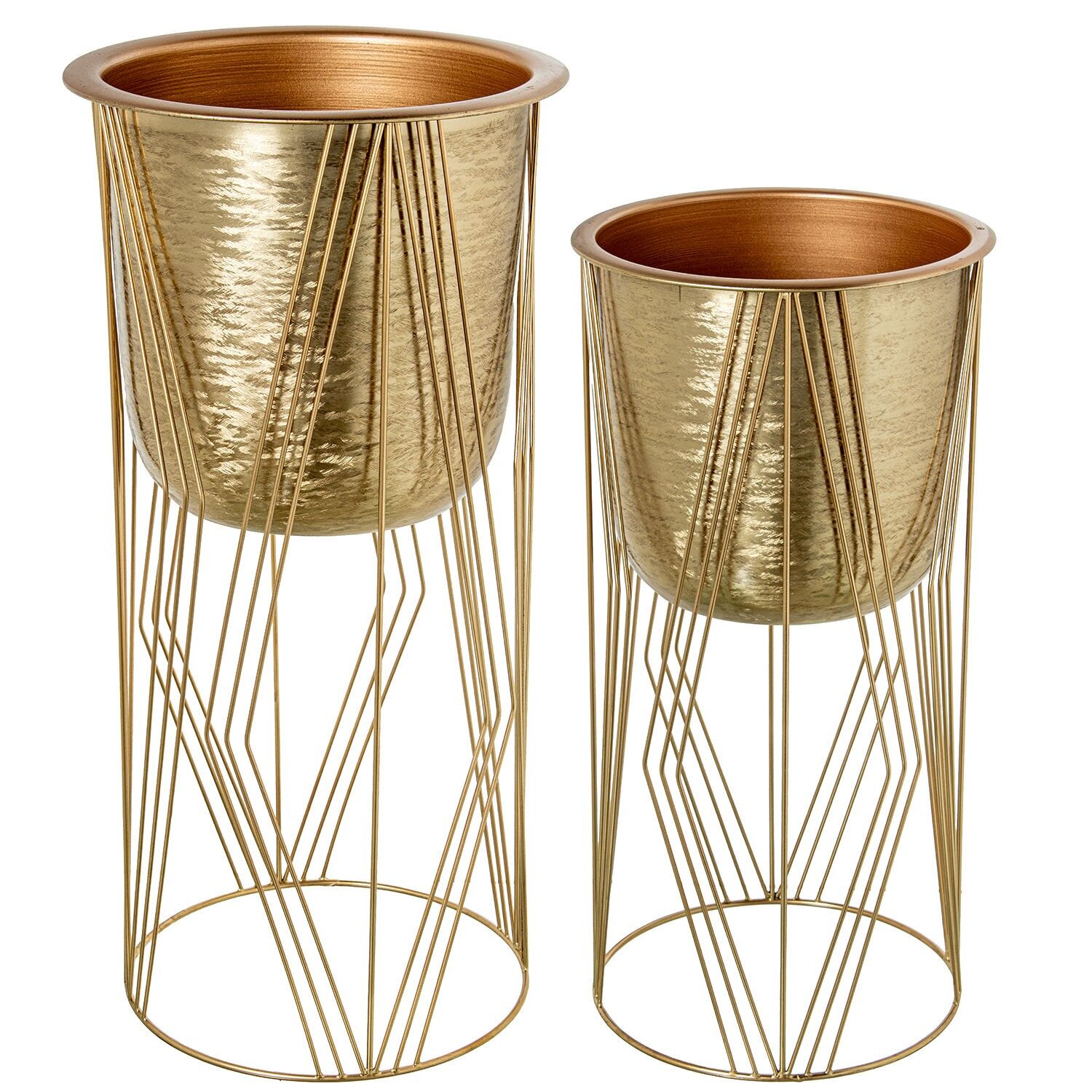 Set mit 2 goldenen Metallpflanzgefäßen 29x61cm, 26x51cm ST62500