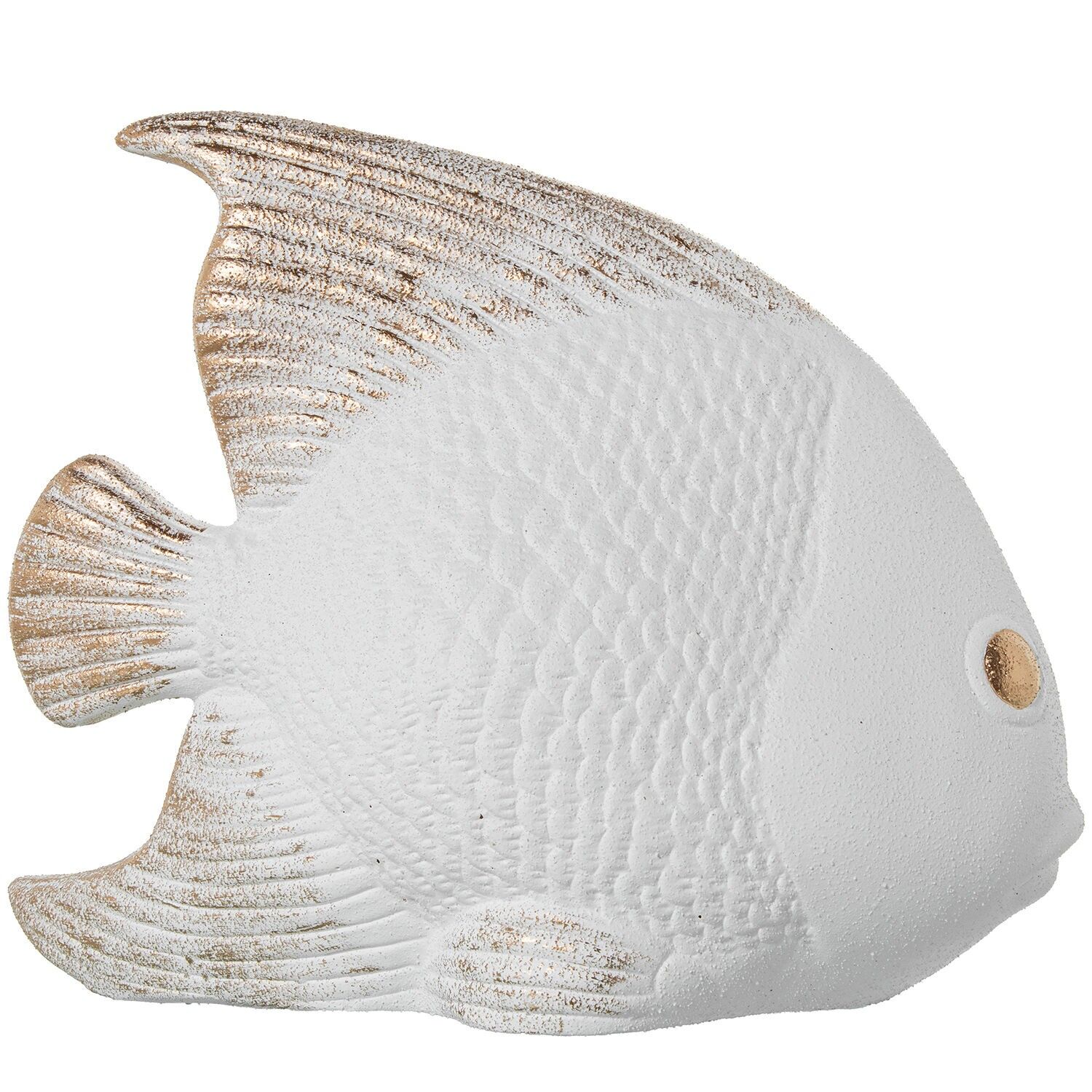 Keramikfischfigur, 31 cm, sandweiß, gold, 37 x 18 x 31 cm ST62524