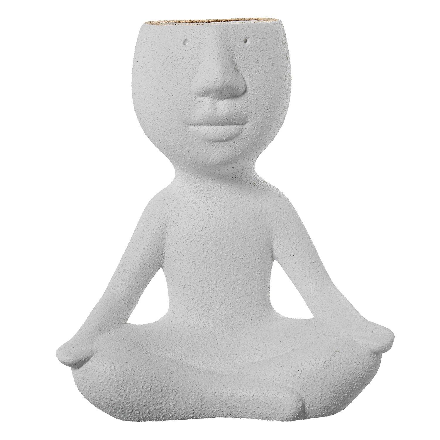 Keramikvase in Yoga-Figurform, weißer Sand, Gold, 23 x 13 x 27,5 cm ST62528