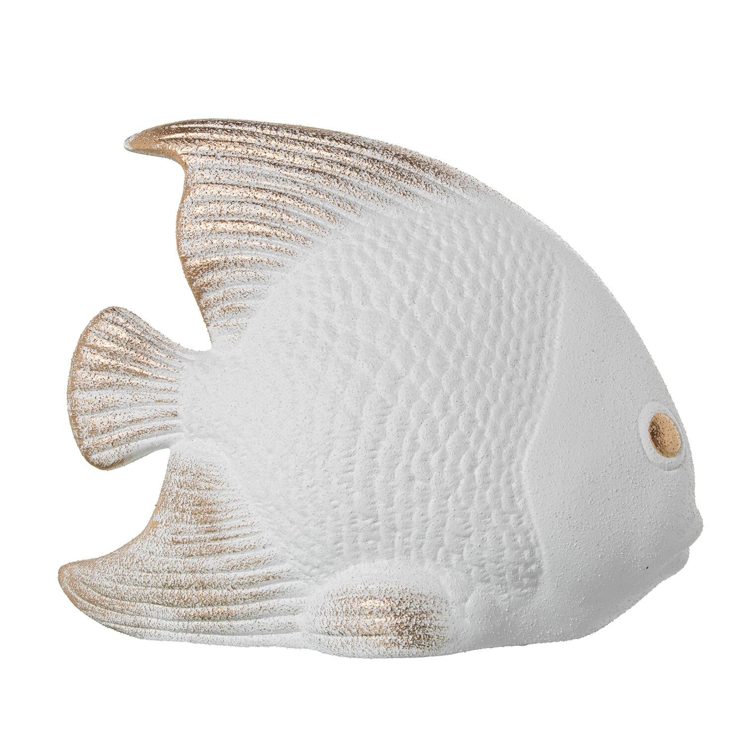 Keramikfischfigur, 26 cm, sandweiß, gold, 32 x 16 x 26 cm ST62525