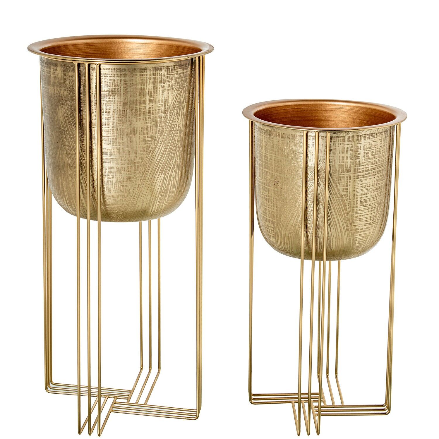 Set aus 2 goldenen Metallpflanzgefäßen 29x655cm, 26x51cm ST62546