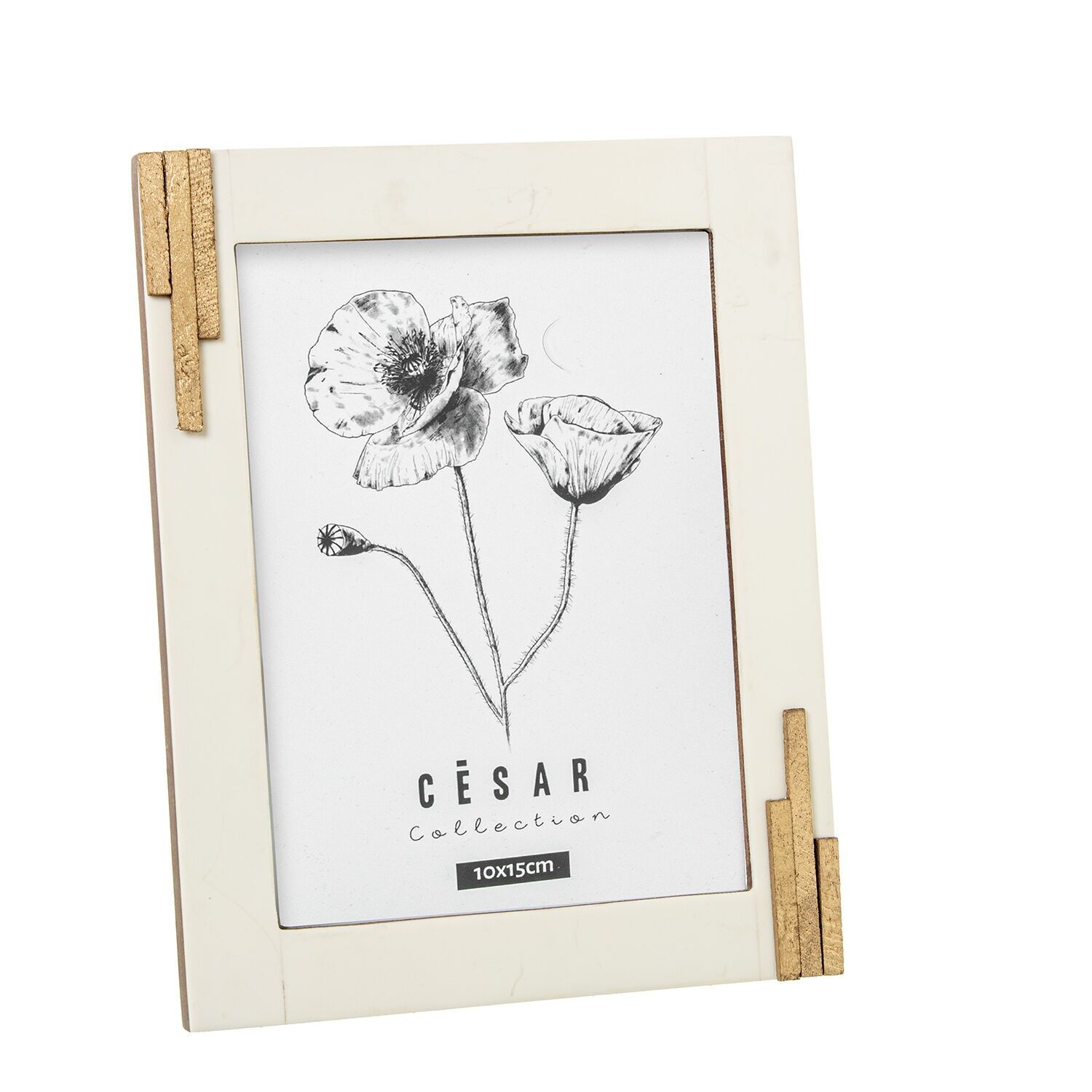 10x15cm Bilderrahmen aus Knochenharz mit Holzsockel ST62597