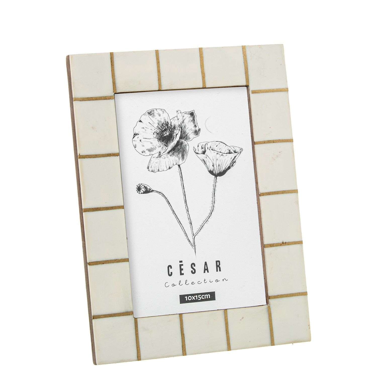 10x15cm Bilderrahmen aus Knochenharz mit Holzsockel ST62600