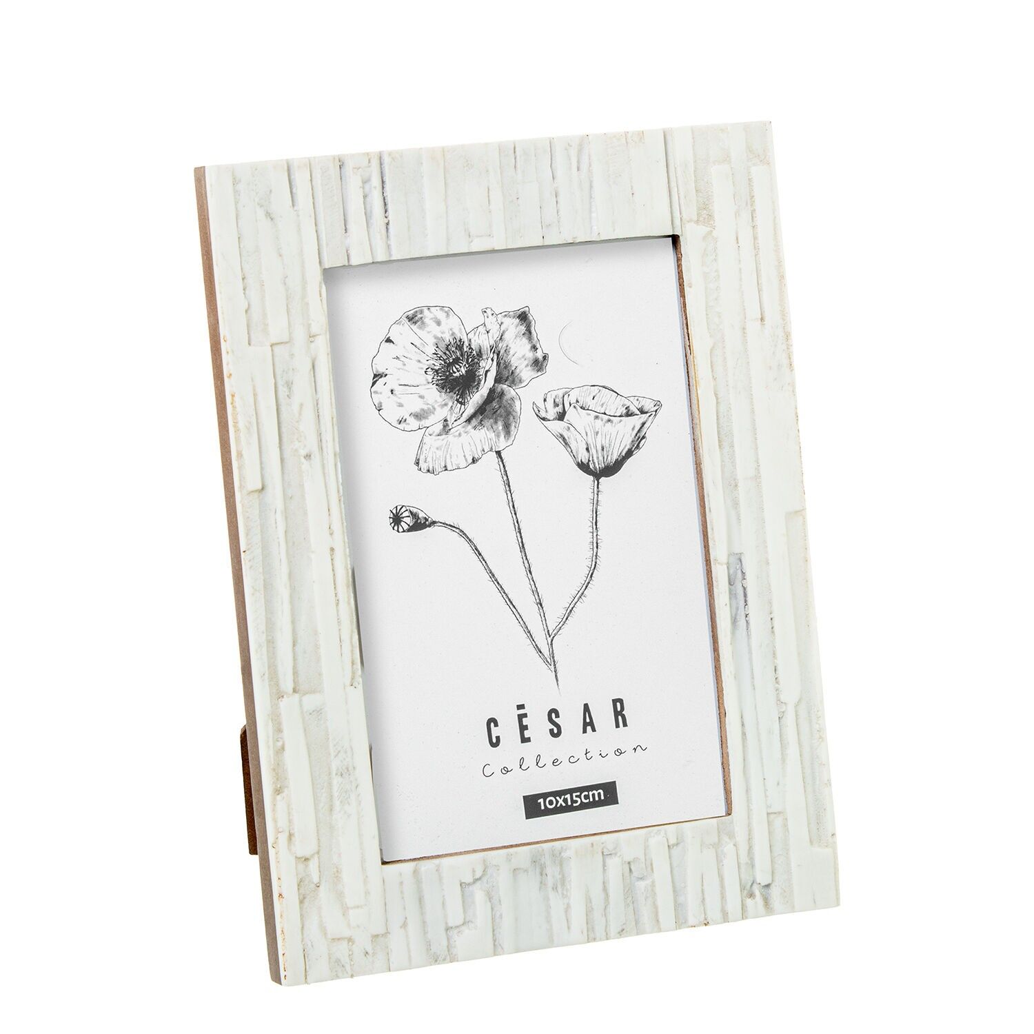 10x15cm Bilderrahmen aus Knochenharz mit Holzsockel ST62594