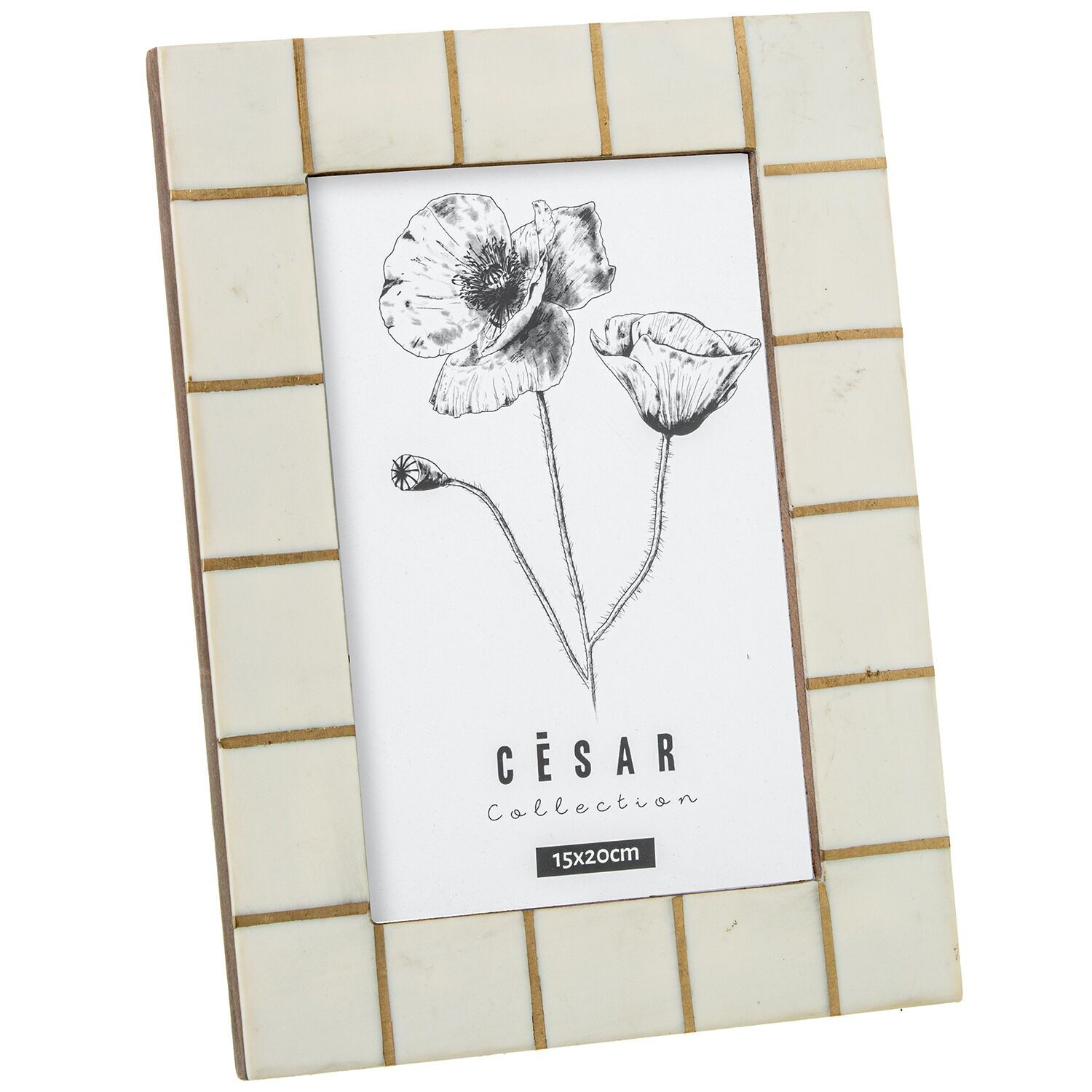 Bilderrahmen 15x20cm aus Knochenharz mit Holzsockel 15x20cm ST62601