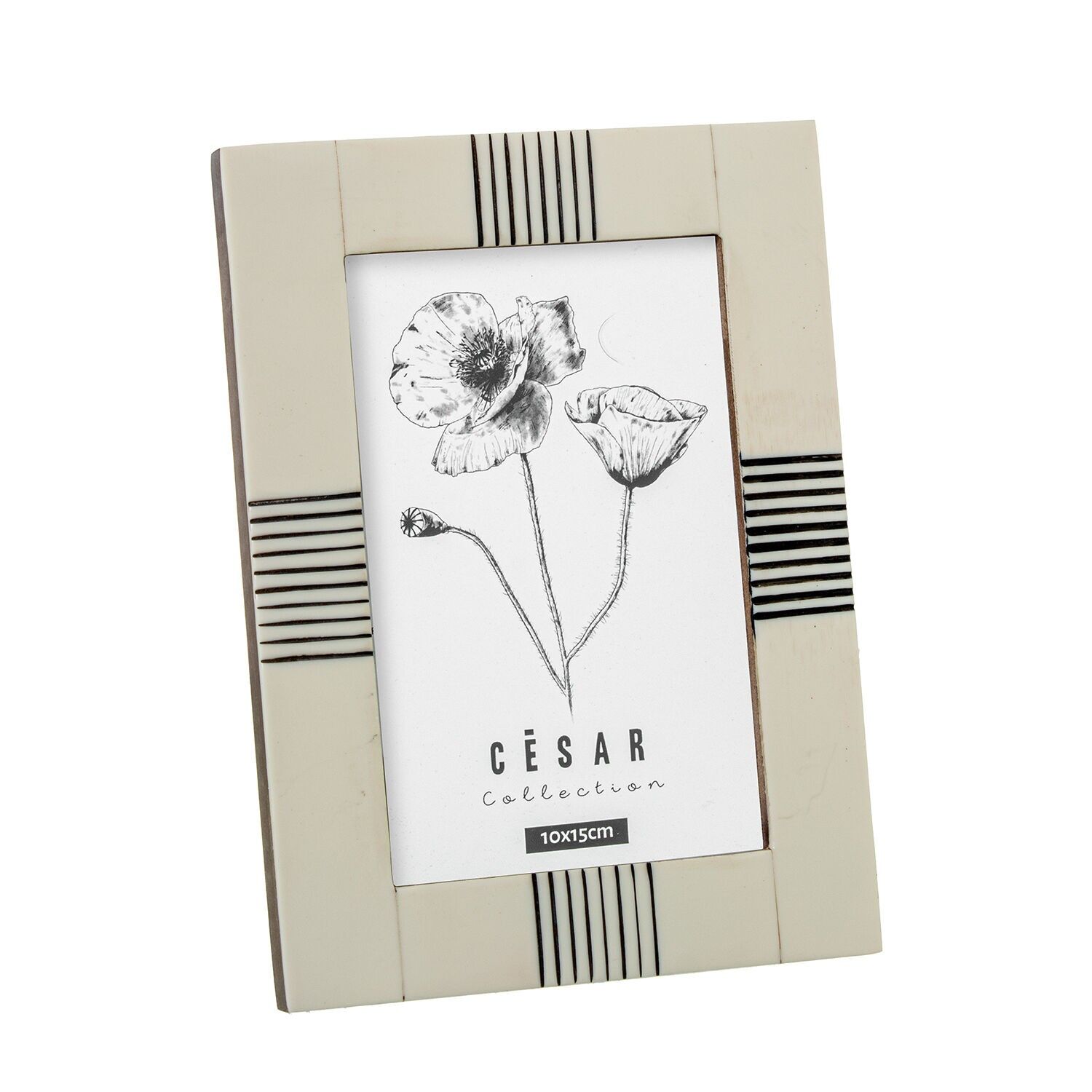 Bilderrahmen 10x15cm aus Kunstharz und Knochen mit Holzsockel 10x15cm ST62606