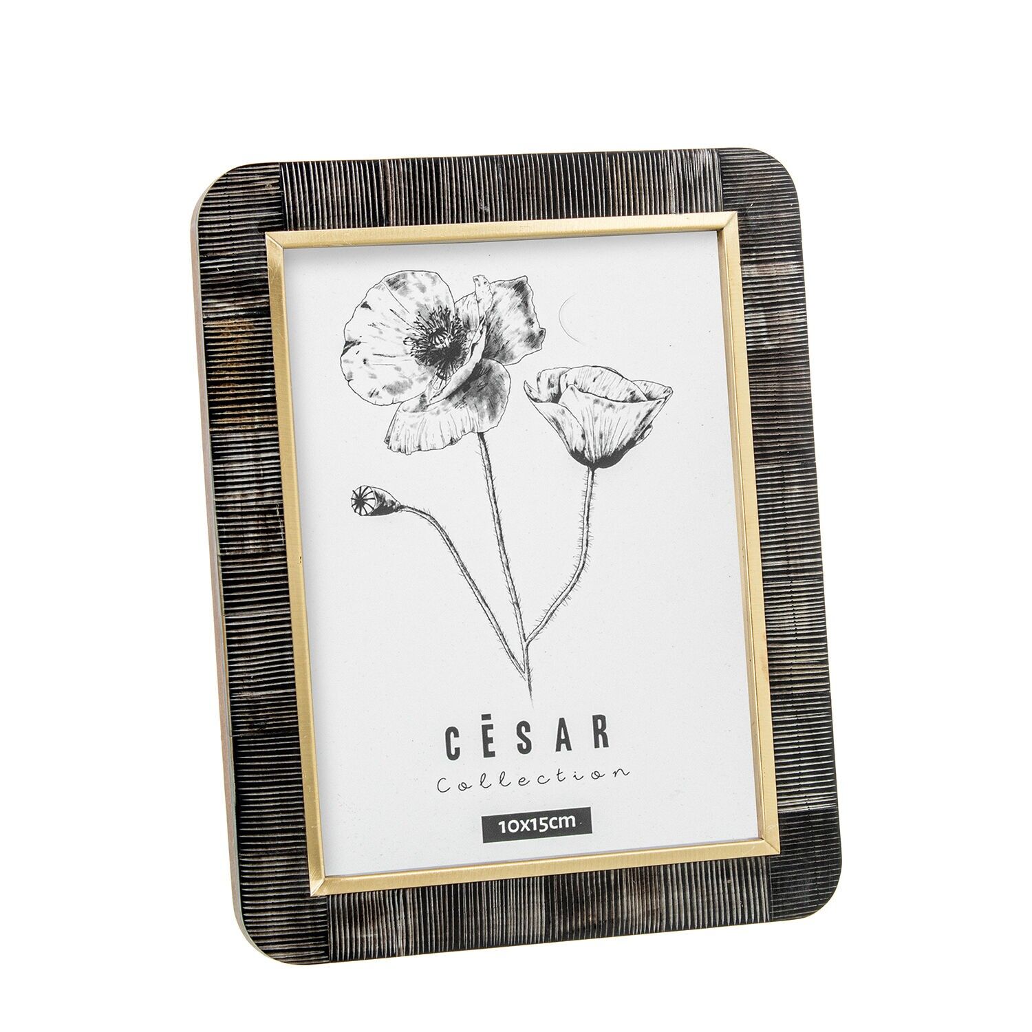 Bilderrahmen 10x15cm aus Kunstharz und Knochen mit Holzsockel 10x15cm ST62609