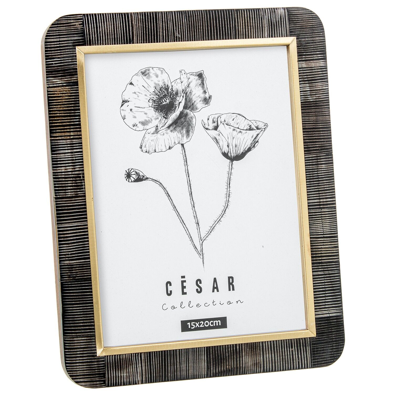 Bilderrahmen 15x20cm aus Kunstharz und Knochen mit Holzsockel 15x20cm ST62610