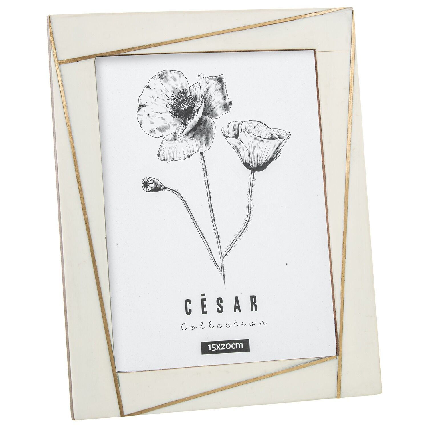 Bilderrahmen 15x20cm aus Kunstharz und Knochen mit Holzsockel 15x20cm ST62604