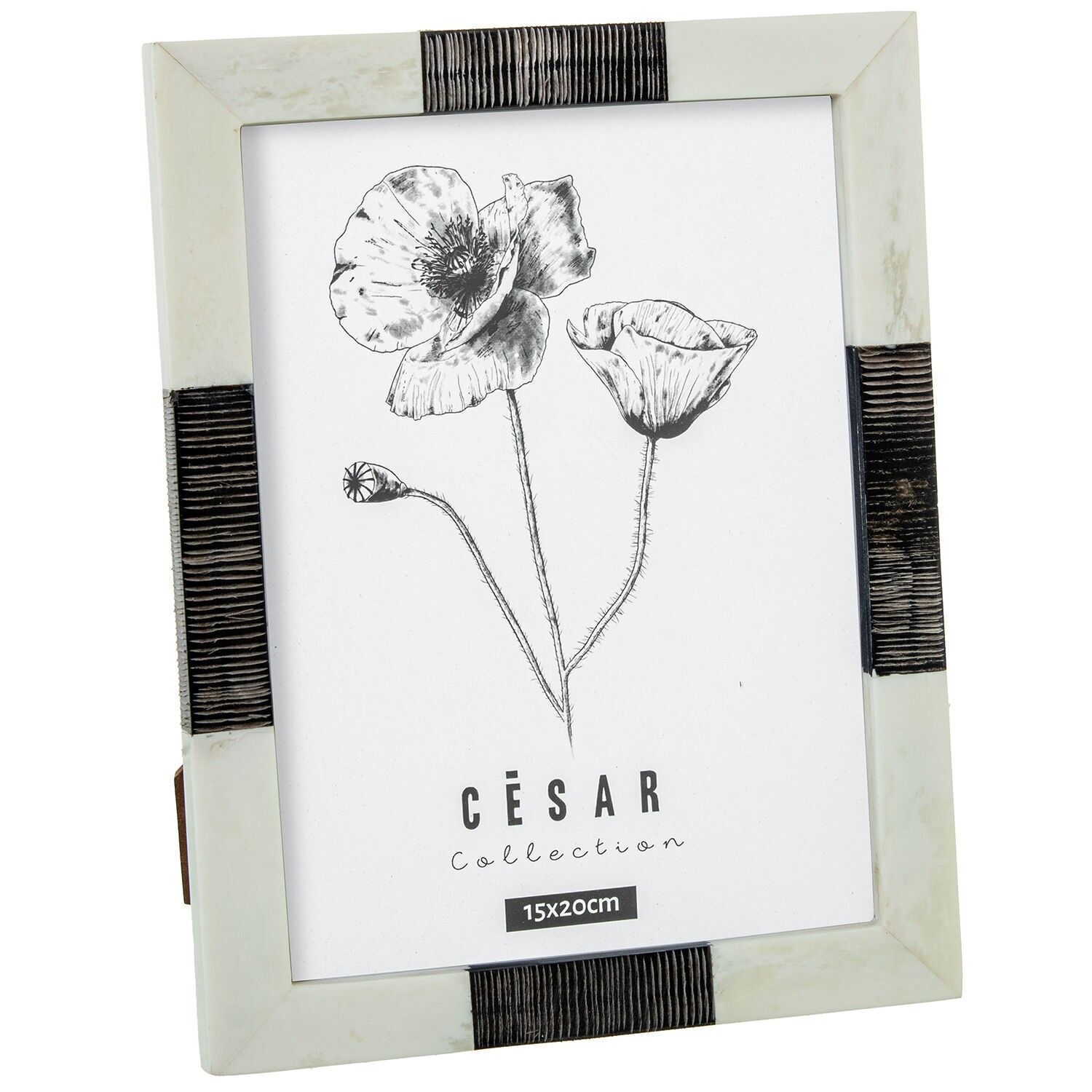 Bilderrahmen 15x20cm aus Kunstharz und Knochen mit Holzsockel 15x20cm ST62616