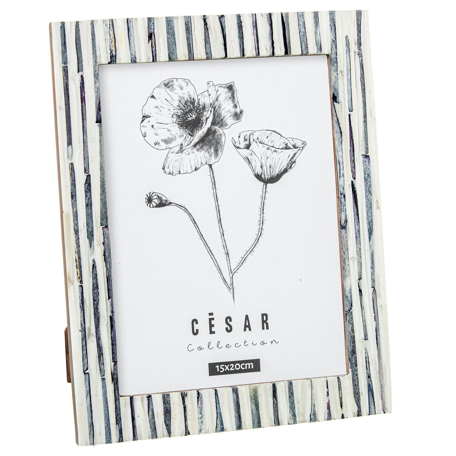 Bilderrahmen 15x20cm aus Kunstharz und Knochen mit Holzsockel 15x20cm ST62619