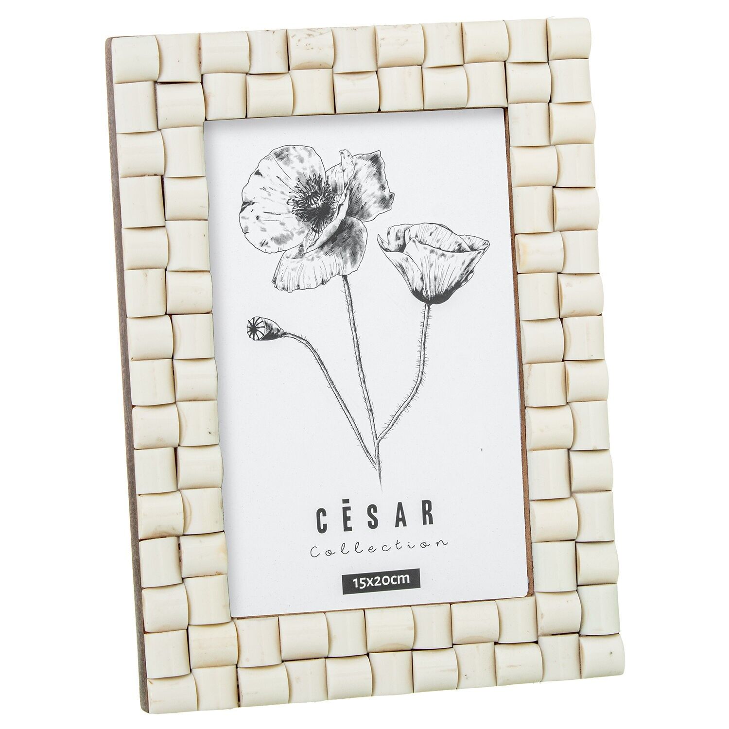 Bilderrahmen 15x20cm aus Knochenharz mit Holzsockel 15x20cm ST62622