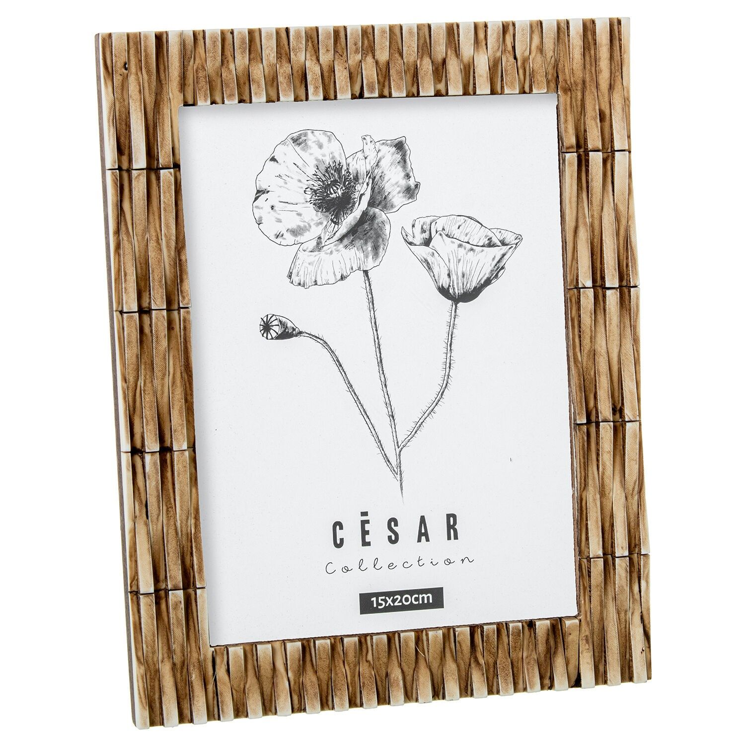 Bilderrahmen 15x20cm aus Kunstharz und Knochen mit Holzsockel 15x20cm ST62625