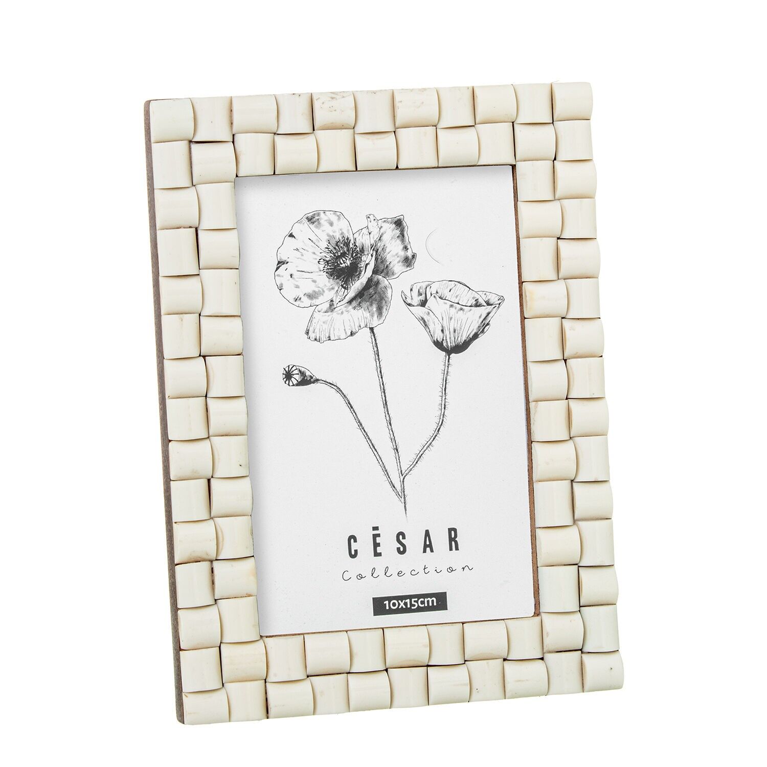 10x15cm Bilderrahmen aus Knochenharz mit Holzsockel ST62621