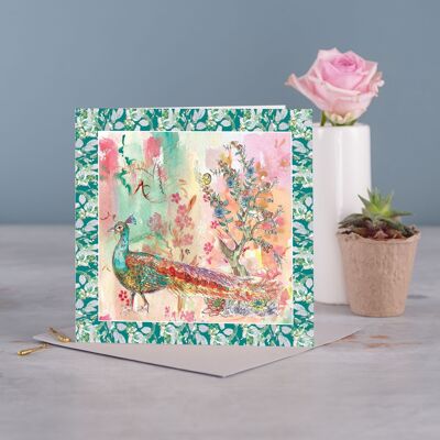 Oriental Peacock Greetings Card